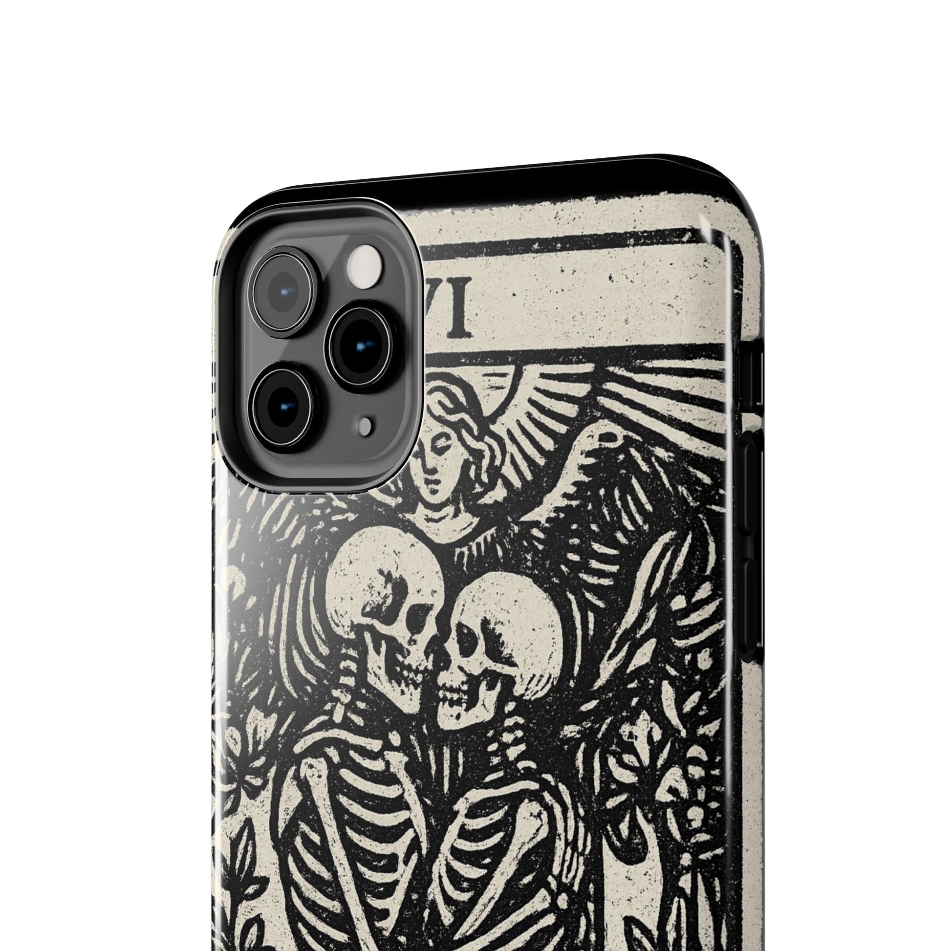 Tough Phone Case with Skeleton Lovers Design, Gothic Phone Cover, Unique Couples Gift, Halloween Accessory, Edgy Tech Design