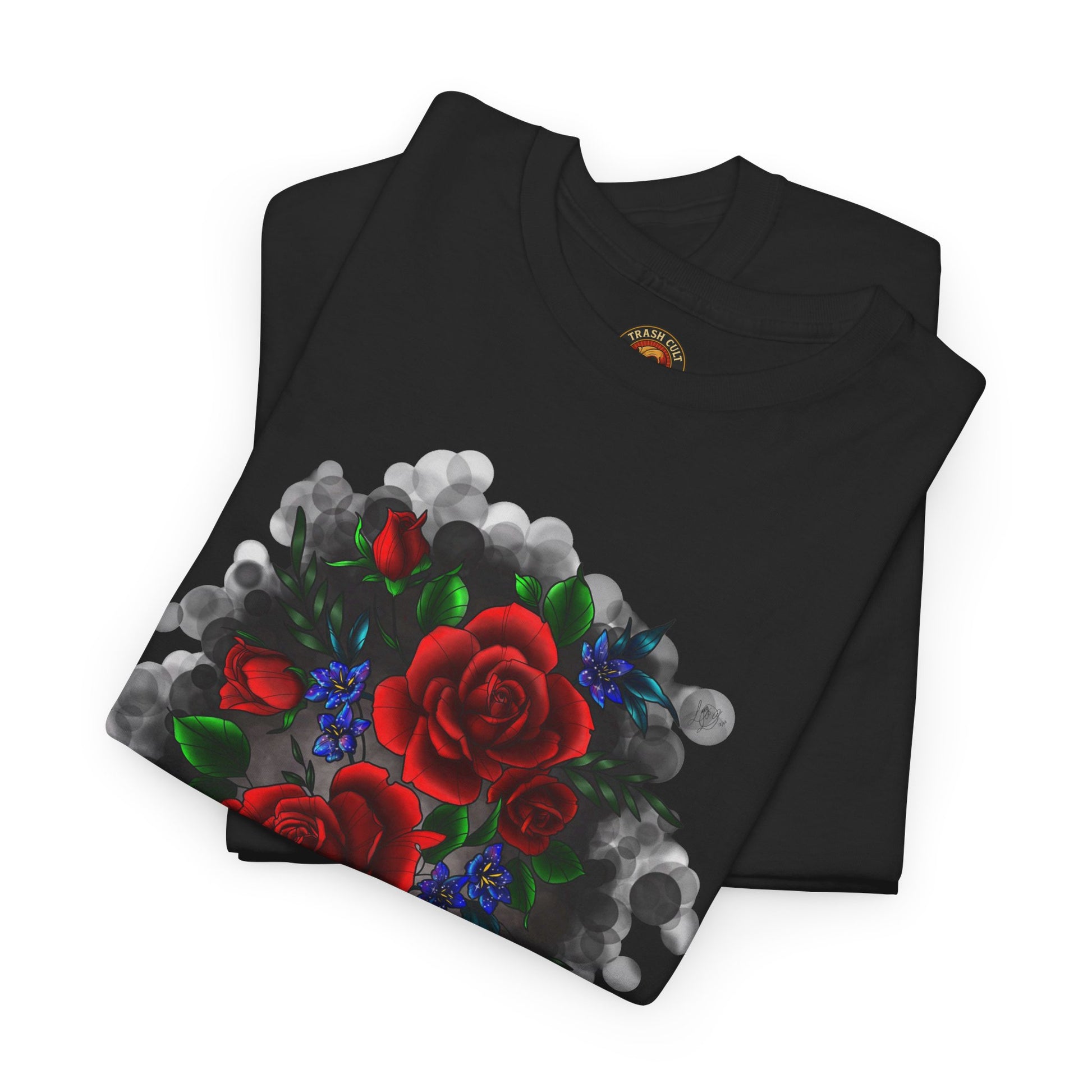 Floral Smoke Tattoo T-Shirt – Lara Davenport x Trash Cult Supply Co. Collab (Gildan 5000)