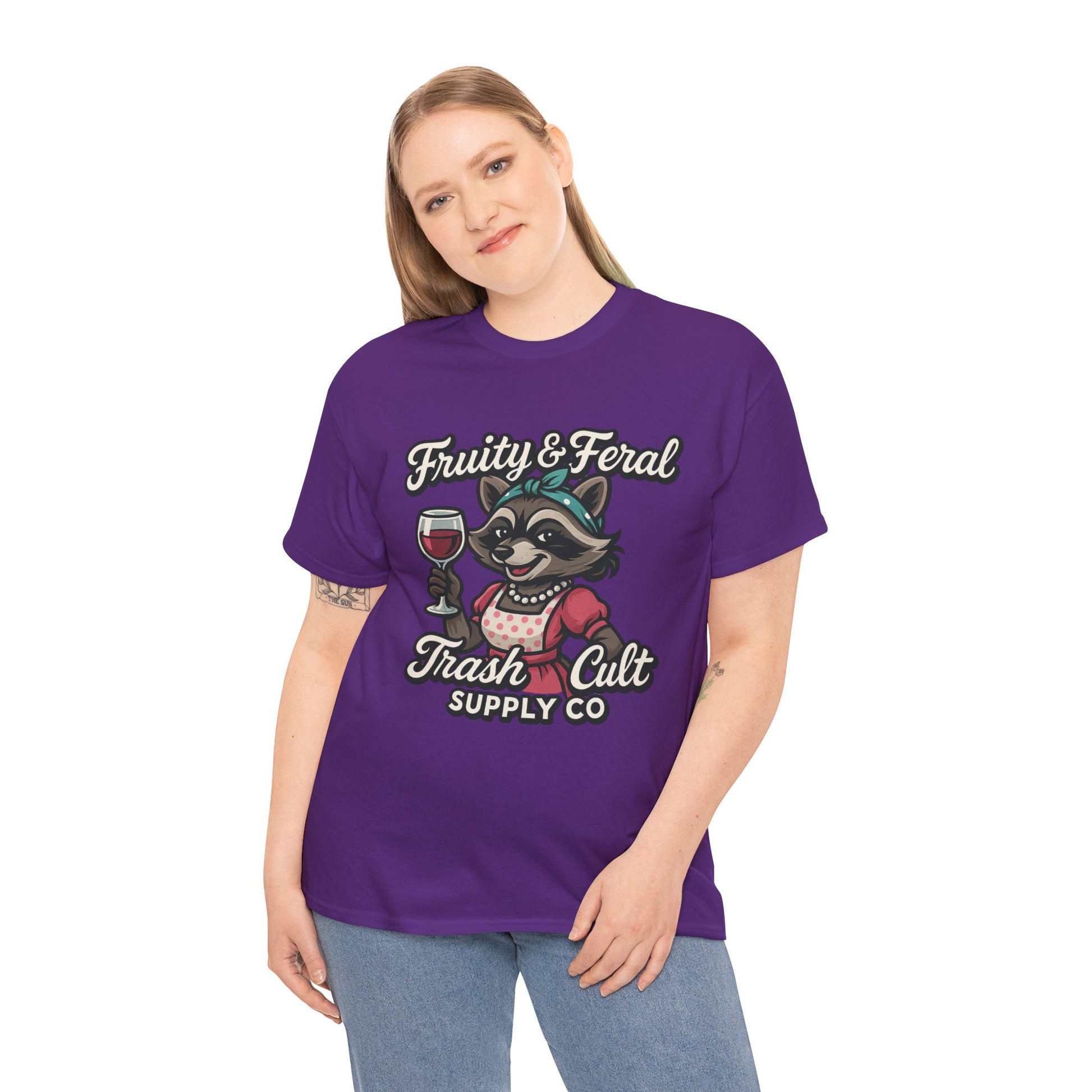 Fruity & Feral Raccoon Housewife Tee – Trash Cult Supply Co. on Gildan 5000