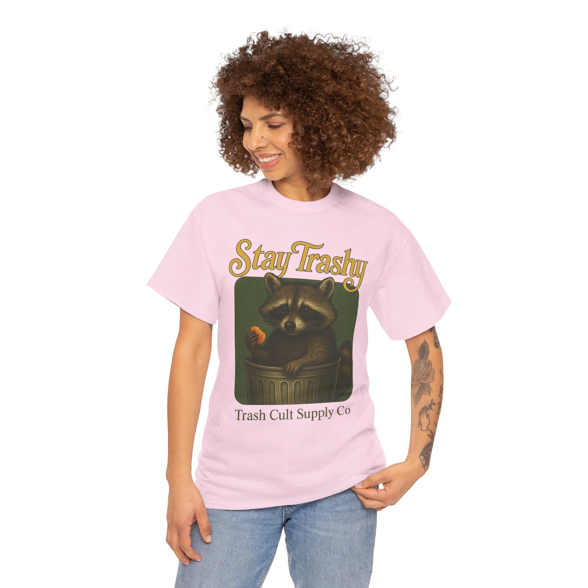 Stay Trashy Raccoon T-Shirt – Vintage-Style Cute Trash Panda | Trash Cult Supply Co | Gildan 5000
