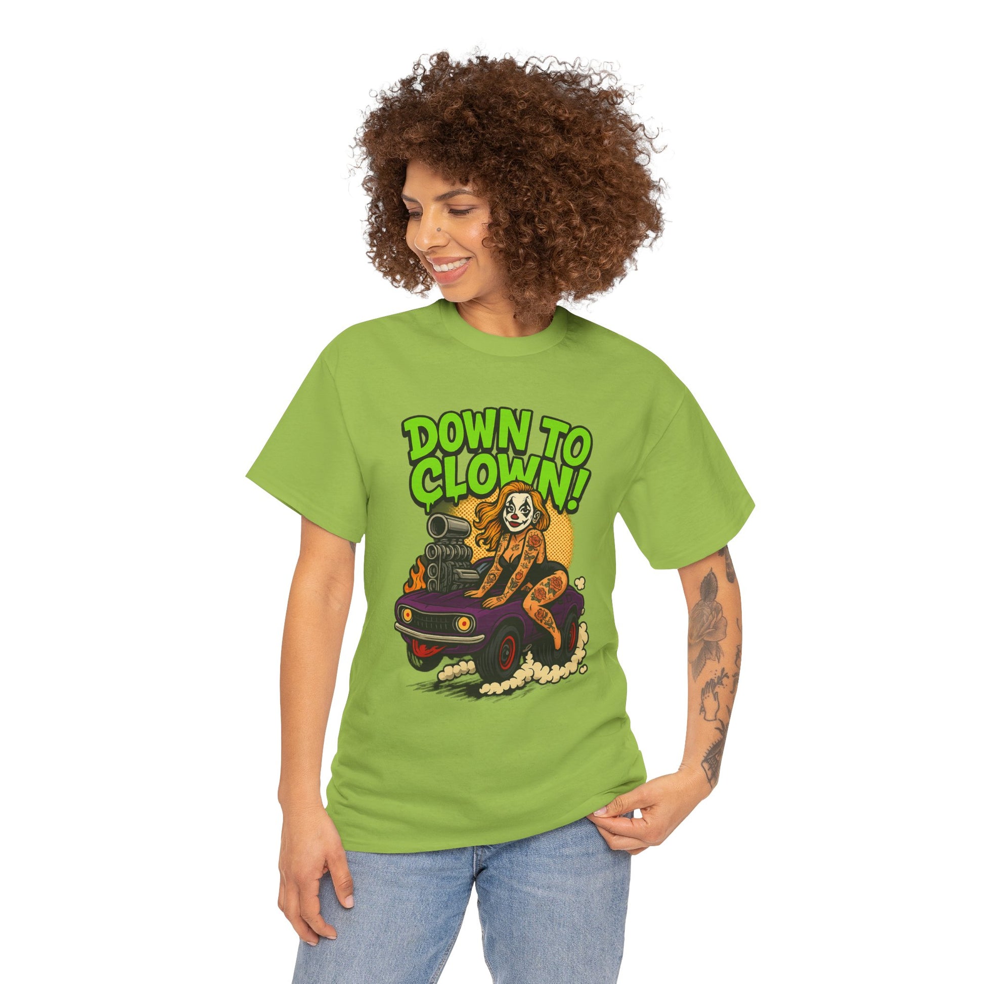 Unisex Graphic Tee | Down to Clown T-Shirt, Fun Statement Shirt, Casual Wear, Gift for Friends, Festivals, Halloween