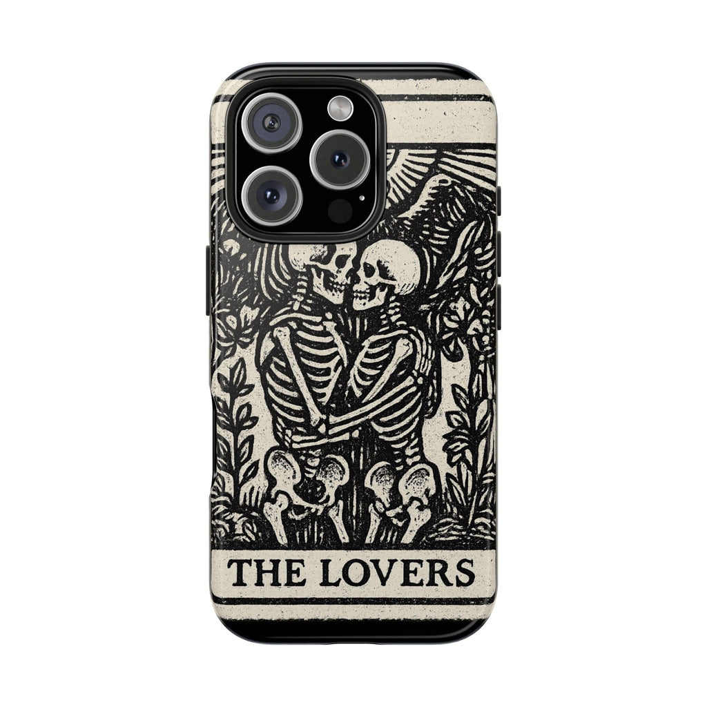 Tough Phone Case with Skeleton Lovers Design, Gothic Phone Cover, Unique Couples Gift, Halloween Accessory, Edgy Tech Design