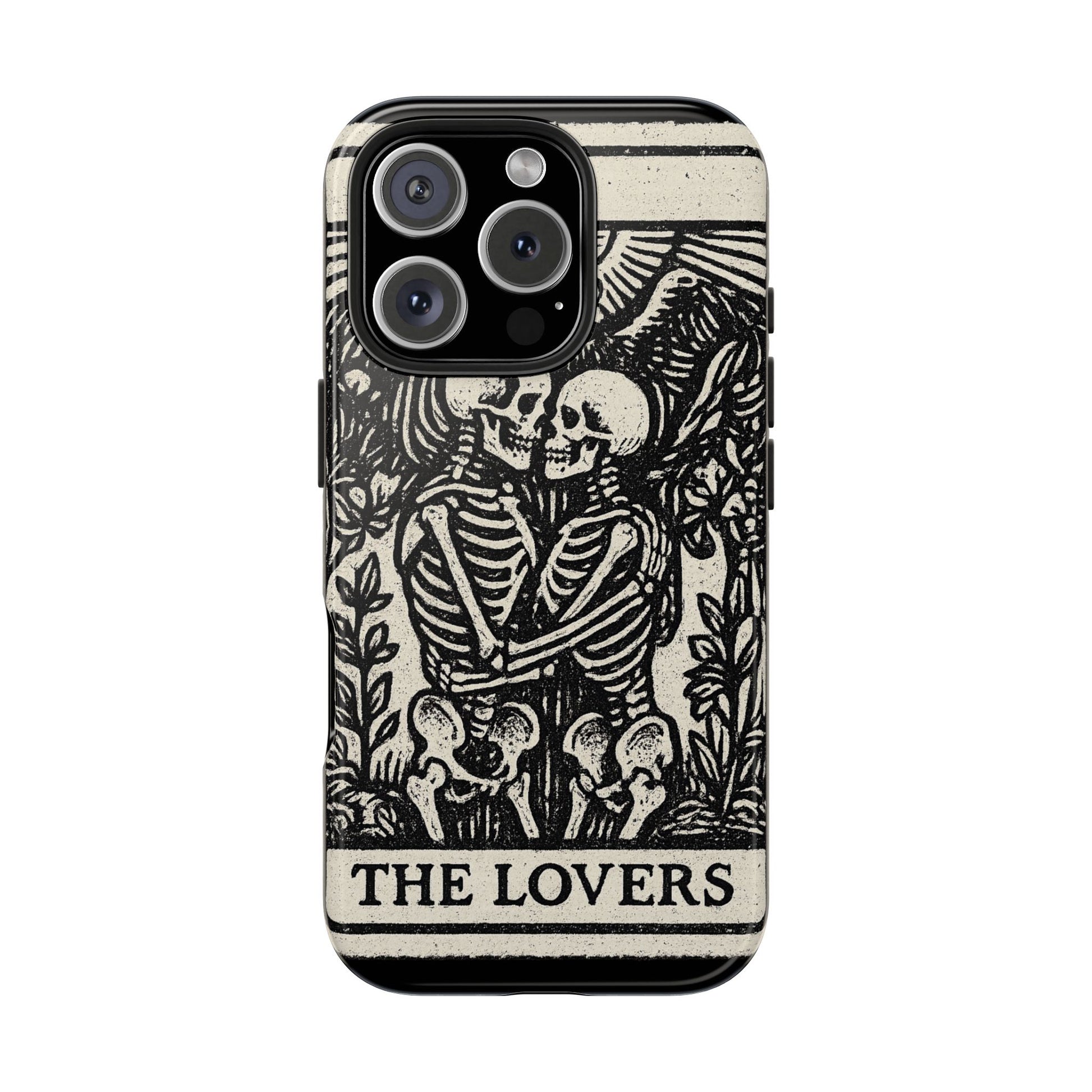 Tough Phone Case with Skeleton Lovers Design, Gothic Phone Cover, Unique Couples Gift, Halloween Accessory, Edgy Tech Design