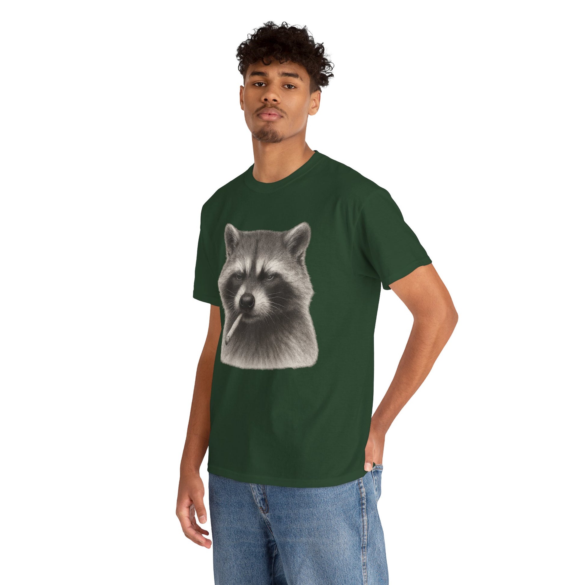 Dirty Harry Raccoon Halftone Shirt – Soft Grit Aesthetic, Smoking Trash Panda Graphic Tee