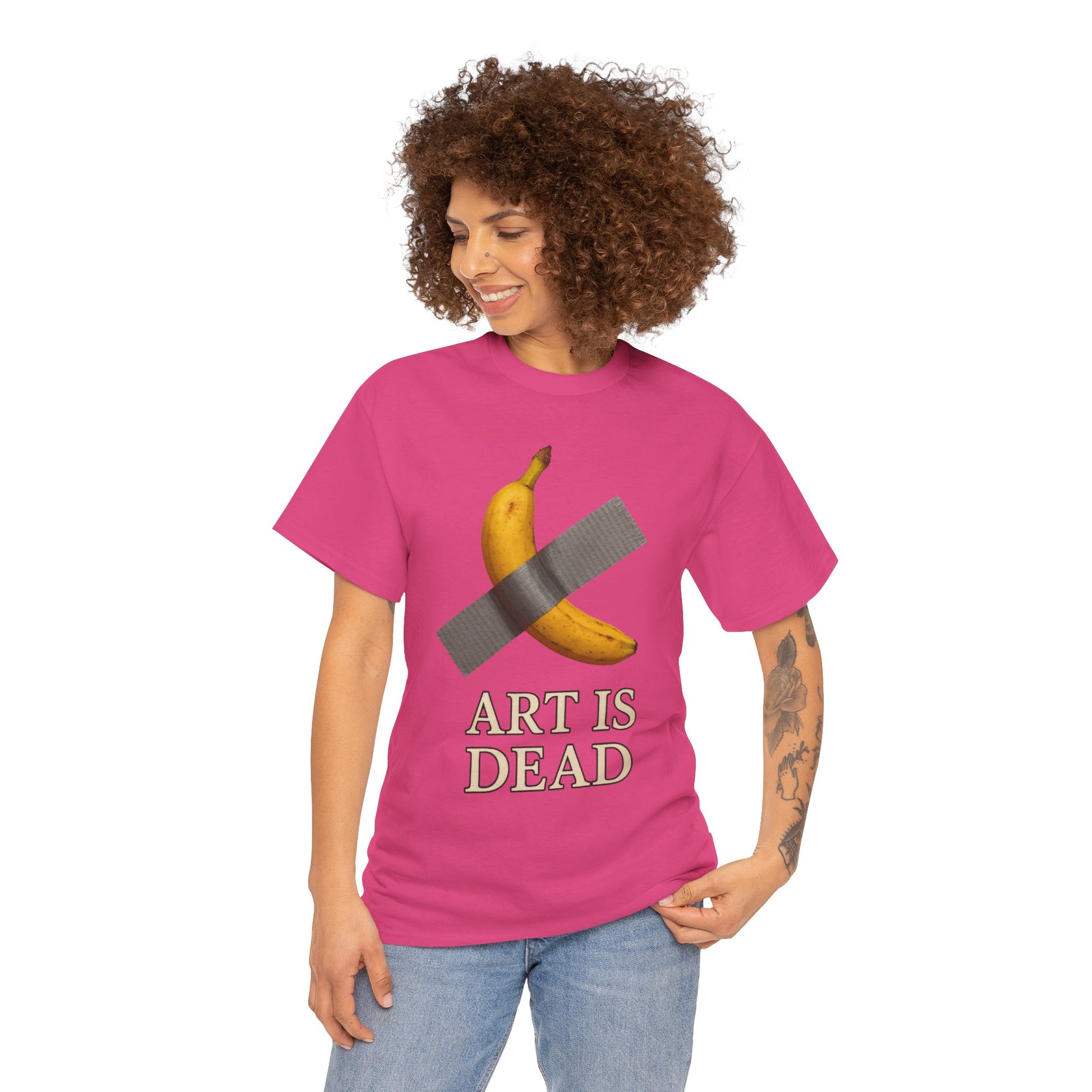 “ART IS DEAD” Banana Duct Tape Meme Tee – Satirical Art Parody Shirt by Trash Cult Supply Co.