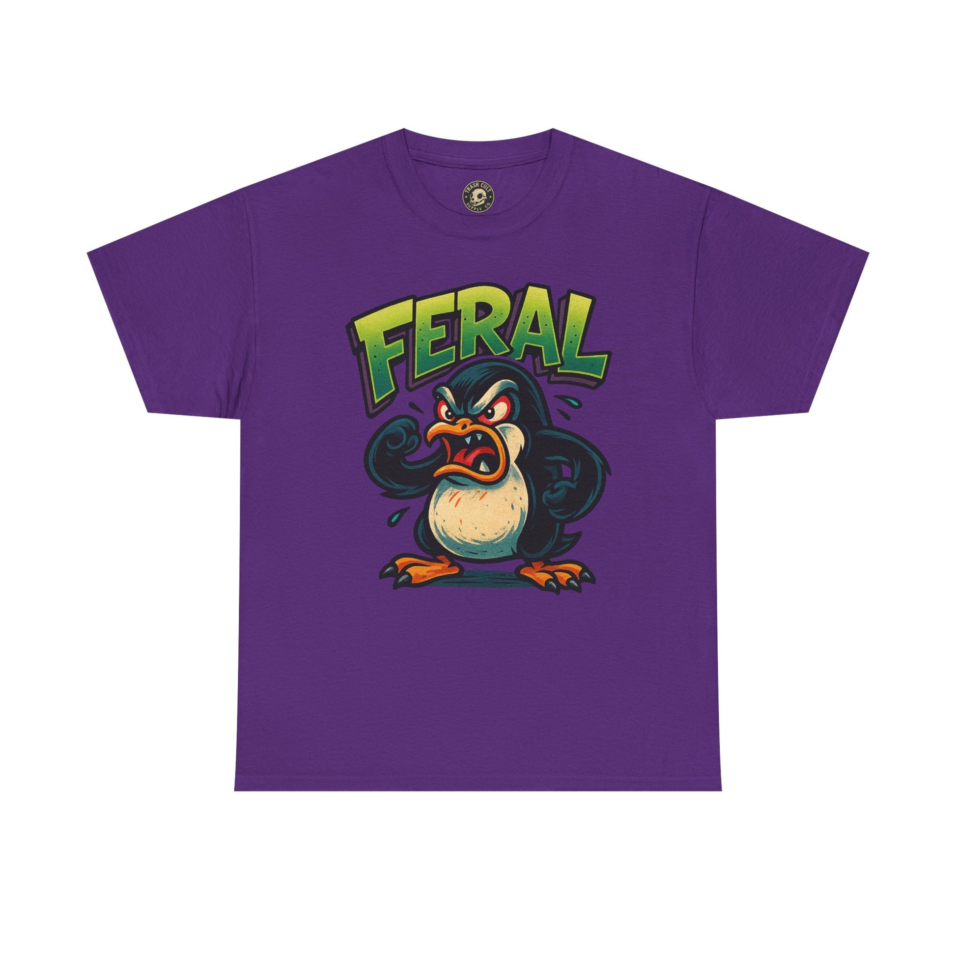 Feral Penguin T-Shirt – Funny Unisex Cotton Tee | Bold Animal Graphic Shirt, Quirky Gift Idea