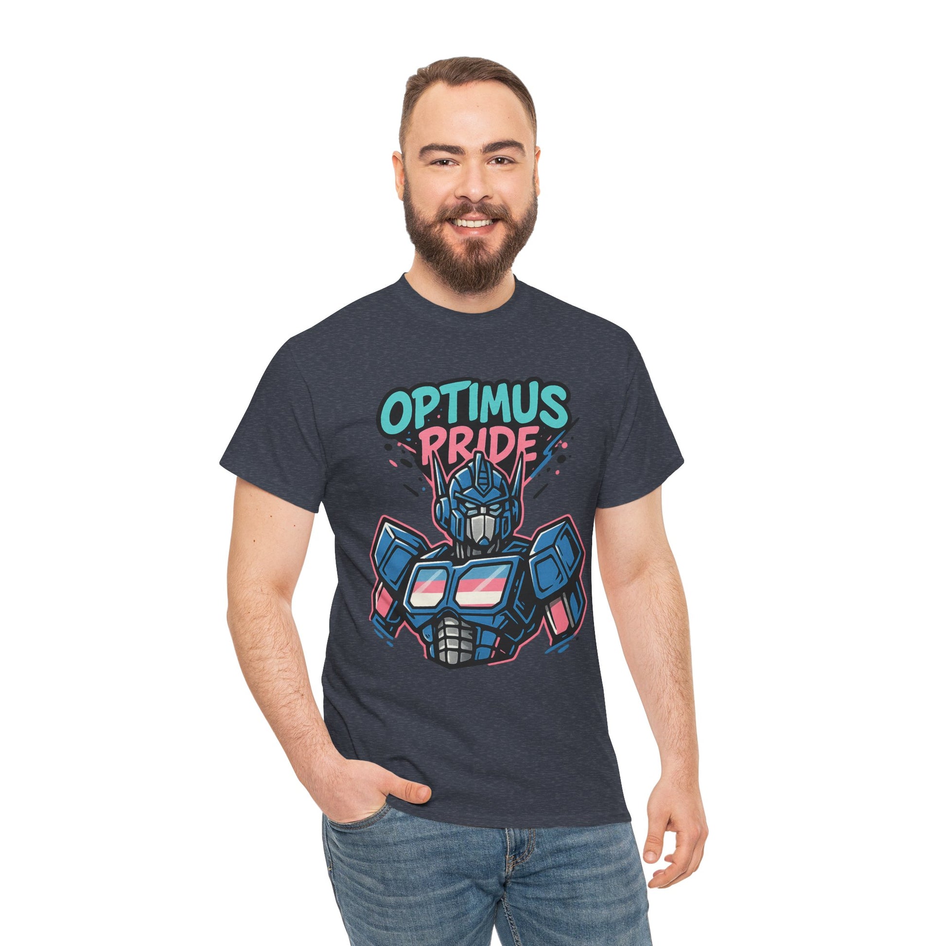 Optimus Pride T-Shirt – Trans Pride Robot Graphic Tee | Gildan 5000 Unisex Shirt