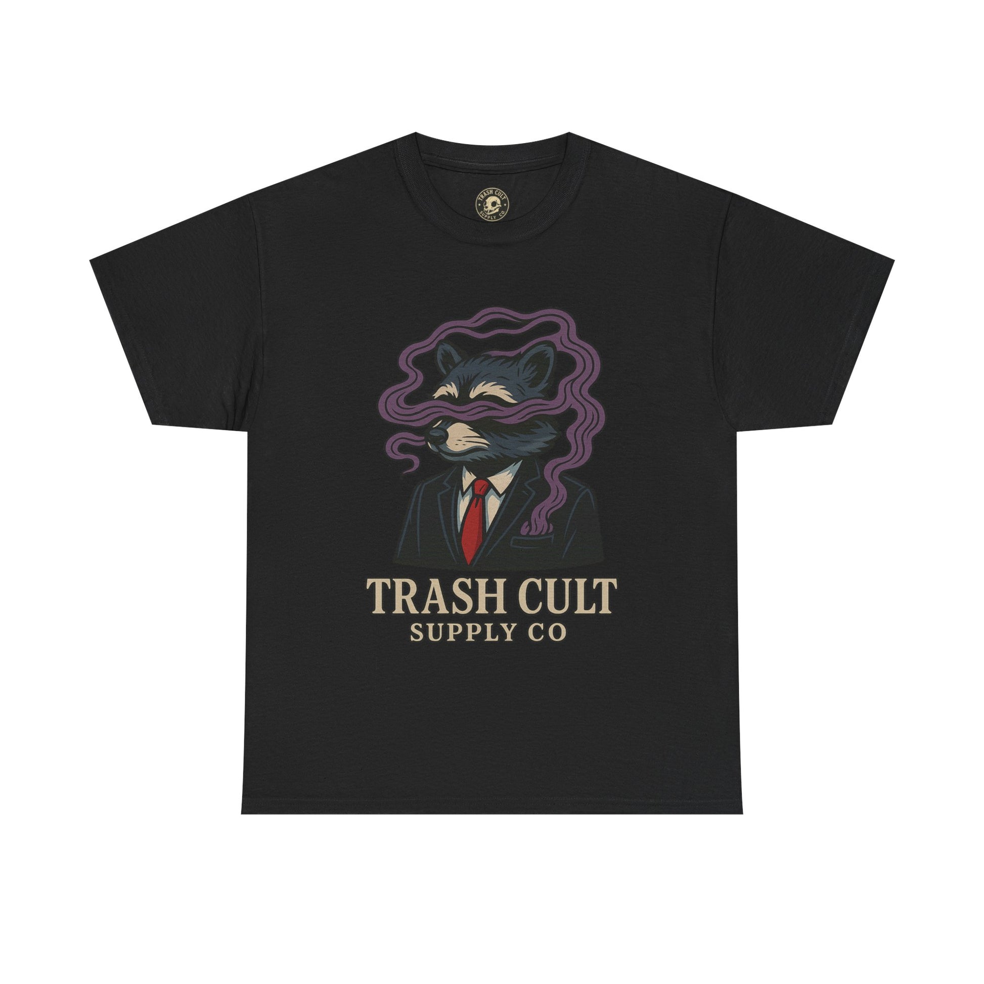 Suited Raccoon Smoke Design – Trash Cult Supply Co | Bold Graffiti Tattoo Tee