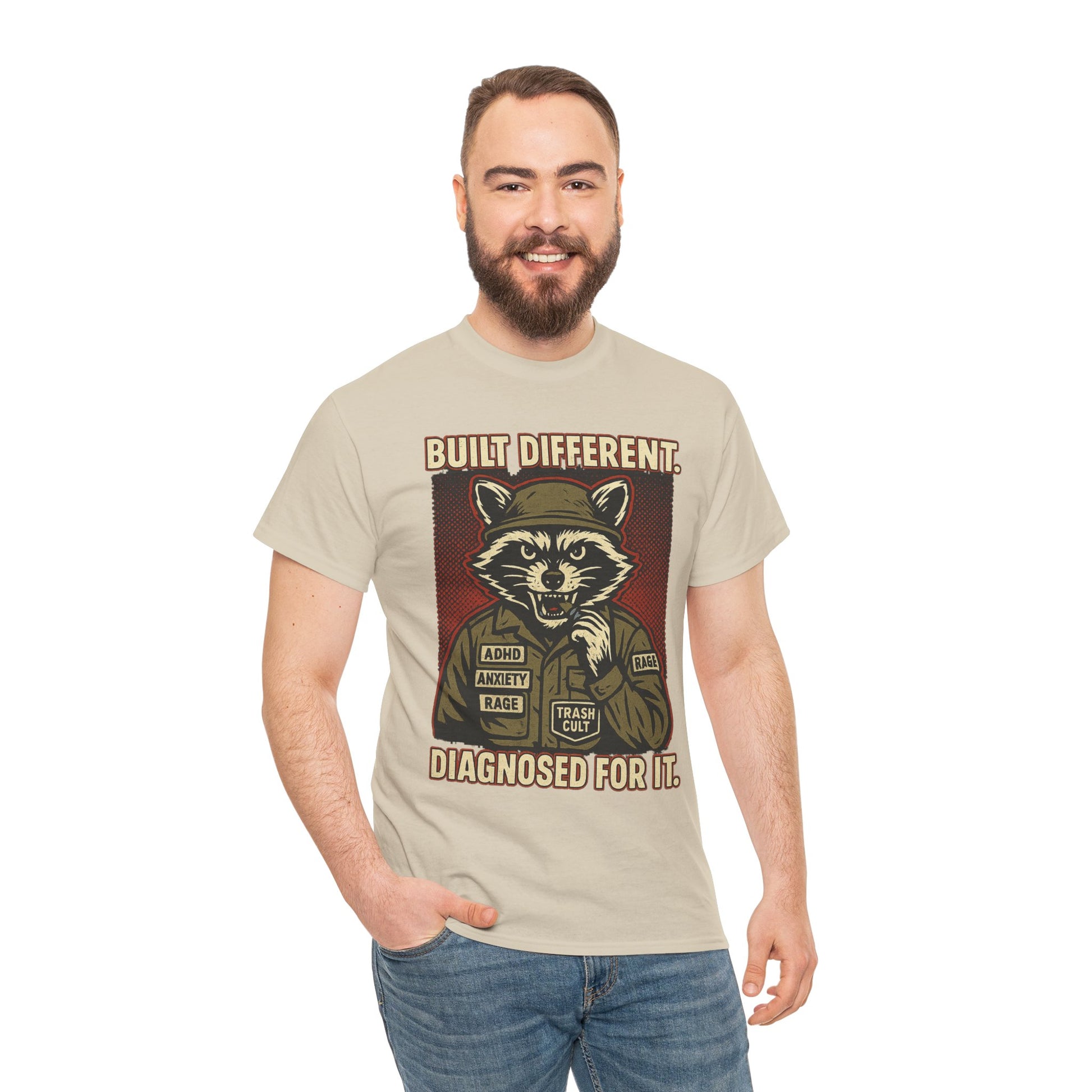 Built Different Diagnosed For It Military Raccoon Shirt – Gildan 5000