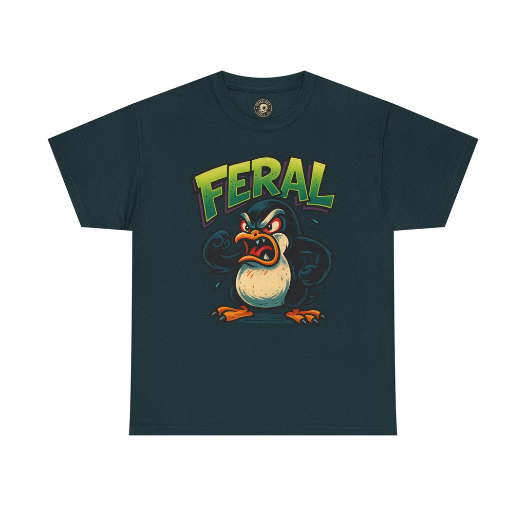 Feral Penguin T-Shirt – Funny Unisex Cotton Tee | Bold Animal Graphic Shirt, Quirky Gift Idea