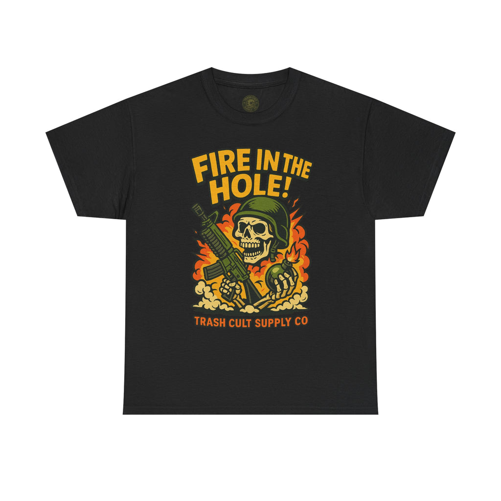 Fire in the Hole! Skeleton Soldier T-Shirt – Trash Cult Supply Co. | Gildan 5000 Combat Graphic Tee
