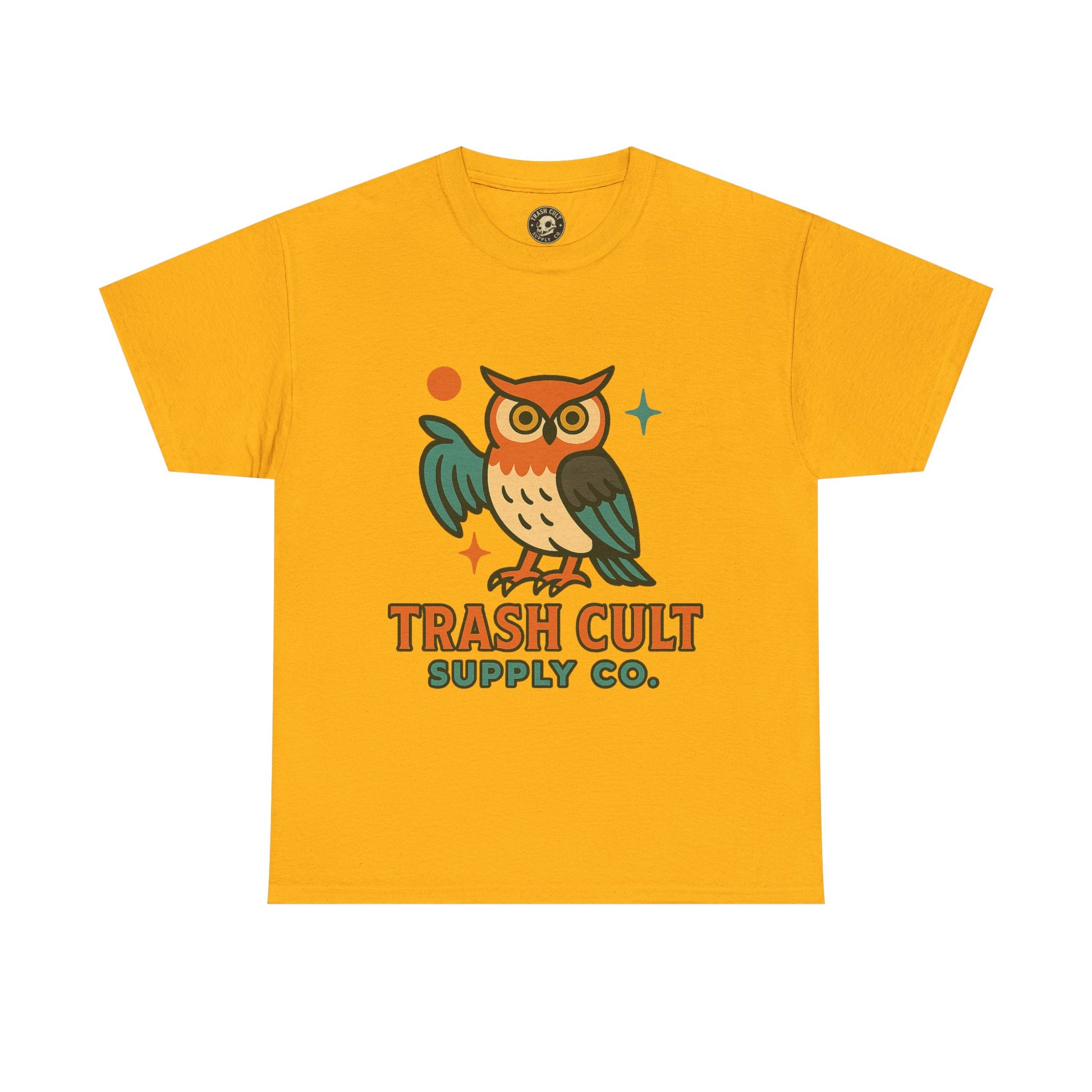 Vintage Owl Graphic Tee, Unisex Heavy Cotton Tee, Trash Cult Shirt, Nature Lover Gift, Eco-Friendly Apparel