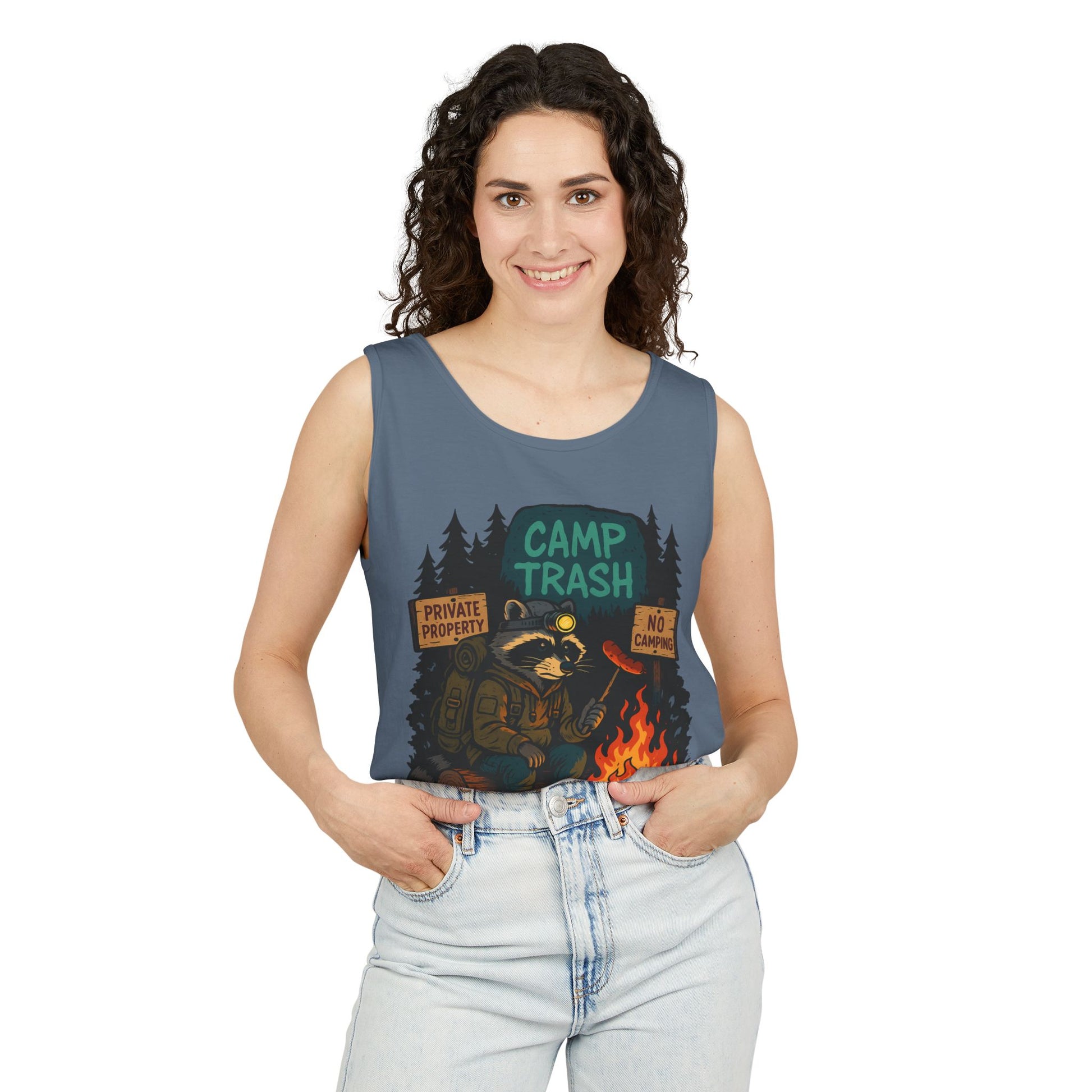 Camp Trash Raccoon Tank Top – Feral & Off-Grid Summer Shirt by Trash Cult