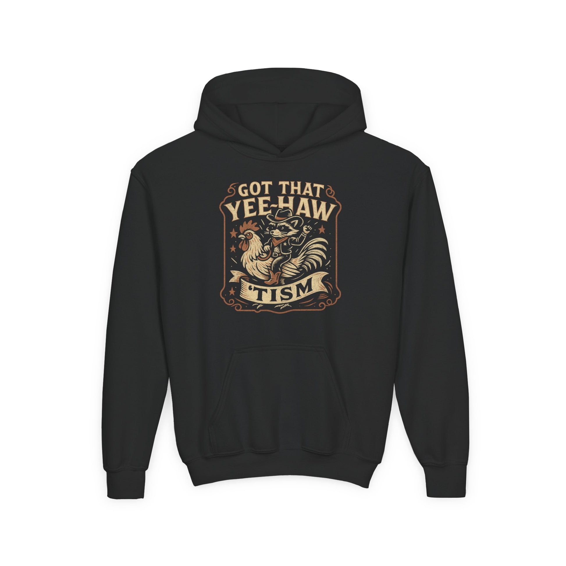 Youth Cowboy Spirit Hoodie – Funny Western Sweatshirt for Trendy Kids, Halloween, & Gifts