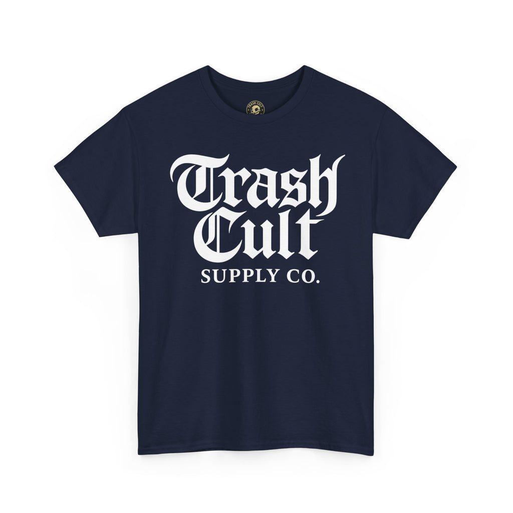 Trash Cult Gothic Logo Shirt – White Cyber Gothic Print on Gildan 5000