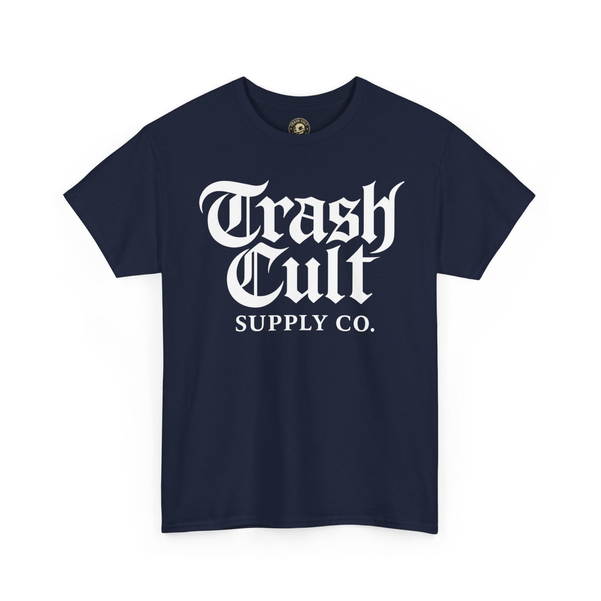Trash Cult Gothic Logo Shirt – White Cyber Gothic Print on Gildan 5000