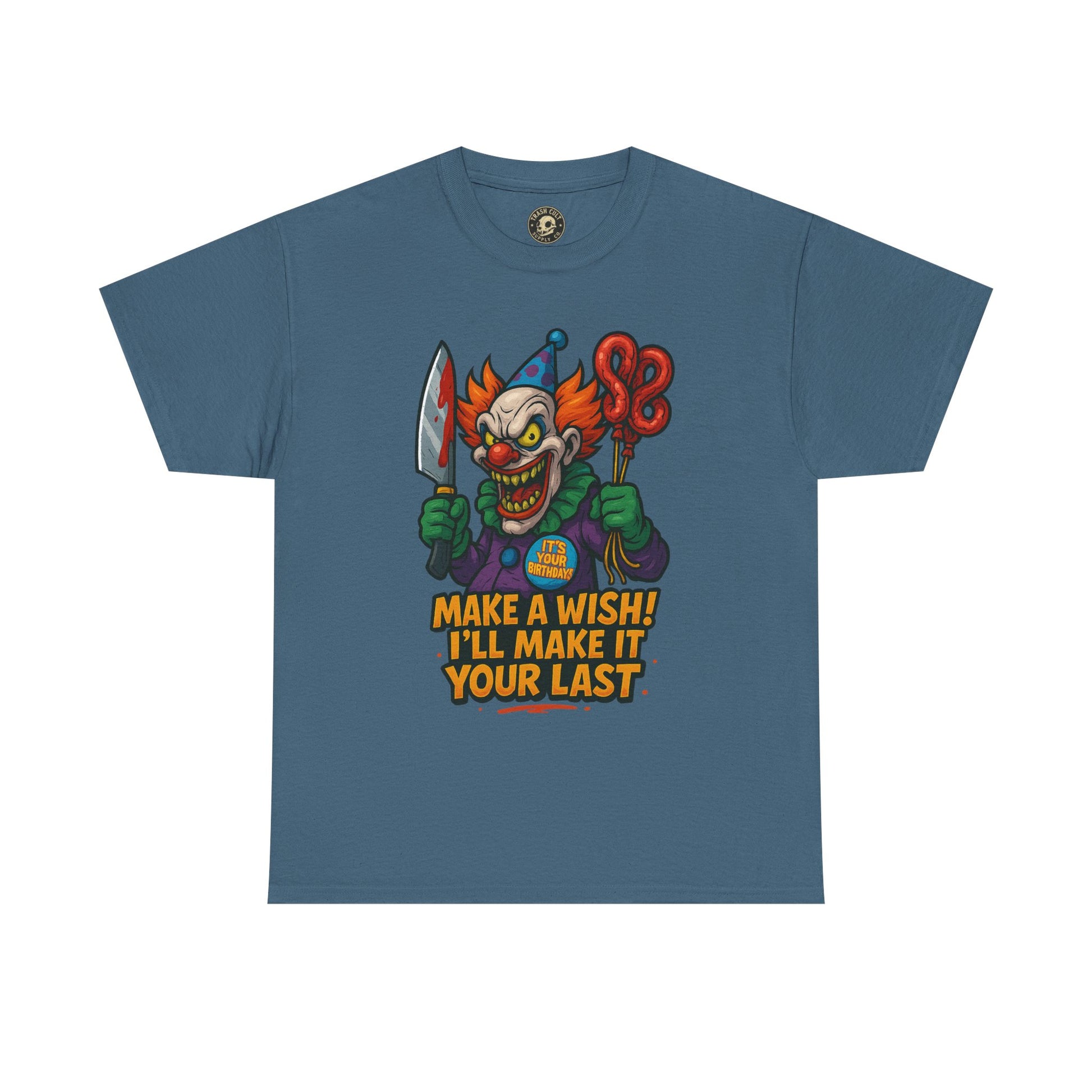 Creepy Clown Tee - Halloween Costume Shirt, Unisex Heavy Cotton Tee, Spooky Graphic Tee, Gag Gift, Horror Fan Apparel