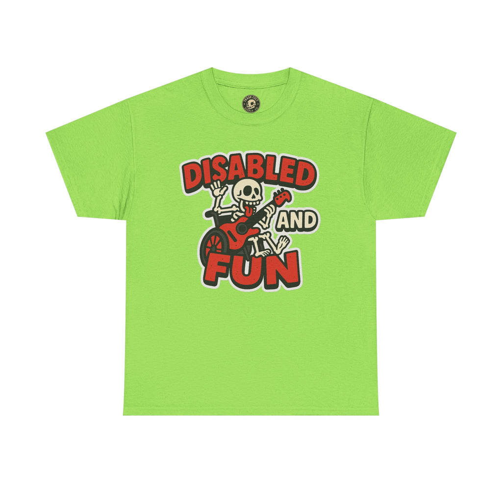 Disabled and Fun Unisex Heavy Cotton Tee, Casual Shirt, Gift for Friends, Music Lovers Gift, Fun T-Shirt, Halloween Wear, Everyday Comfort
