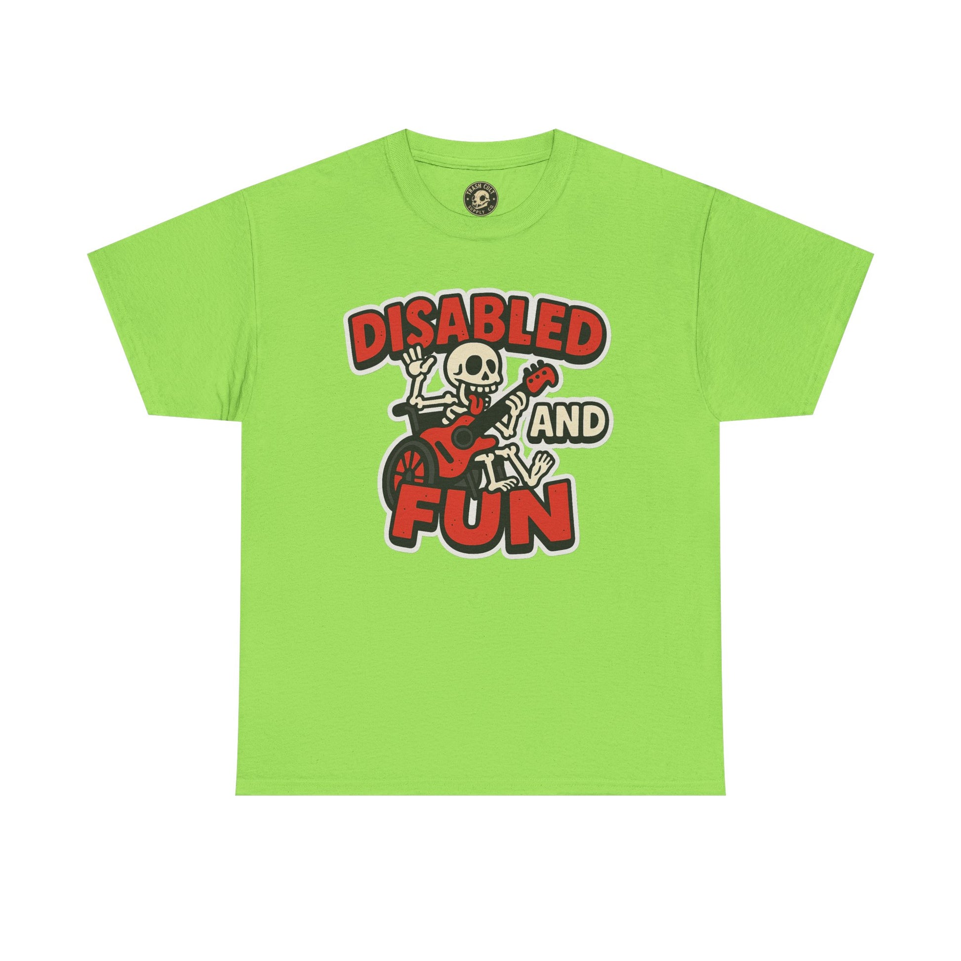 Disabled and Fun Unisex Heavy Cotton Tee, Casual Shirt, Gift for Friends, Music Lovers Gift, Fun T-Shirt, Halloween Wear, Everyday Comfort