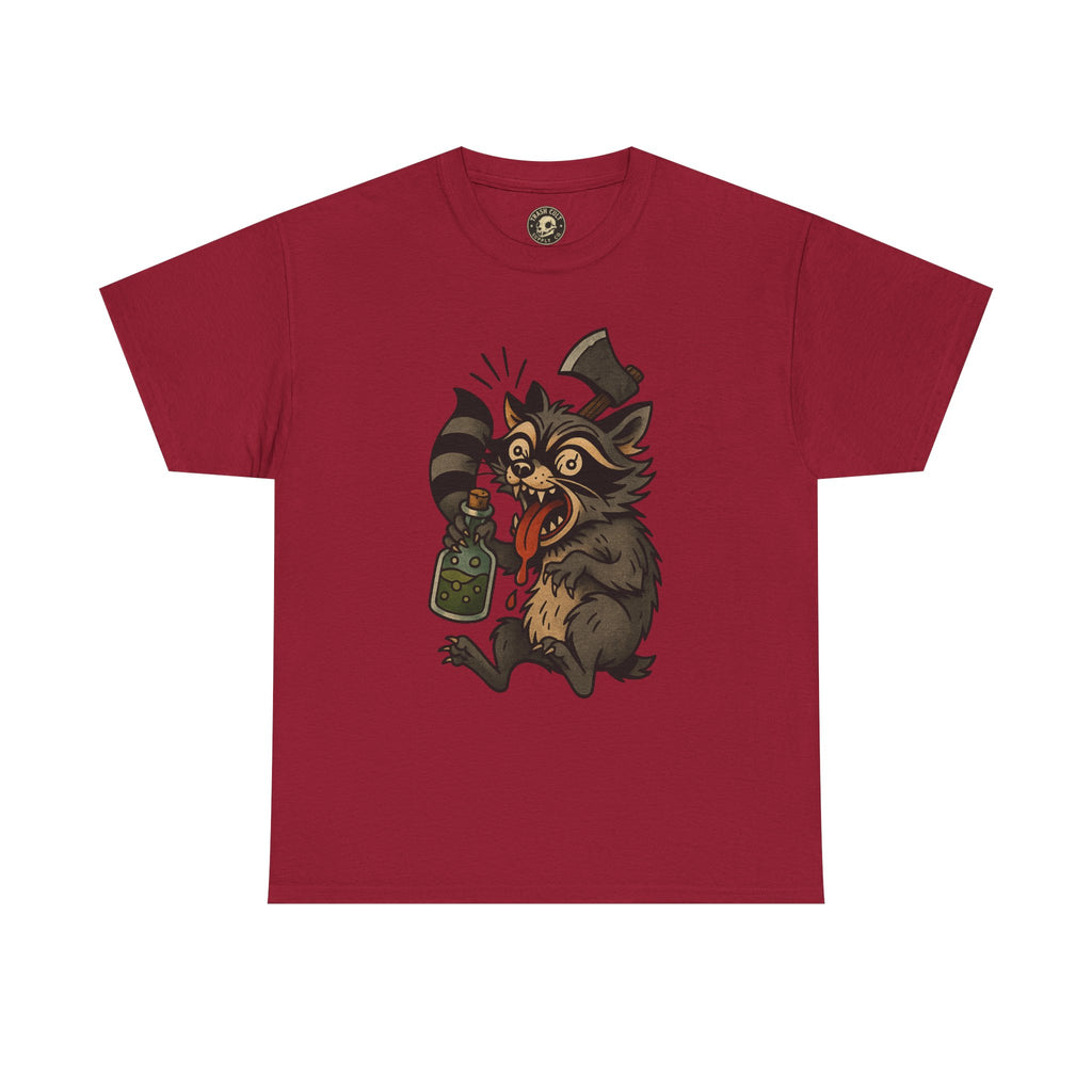 Unhinged Raccoon Shirt – Chaos Gremlin with Axe & Potion | Tattoo Style Tee