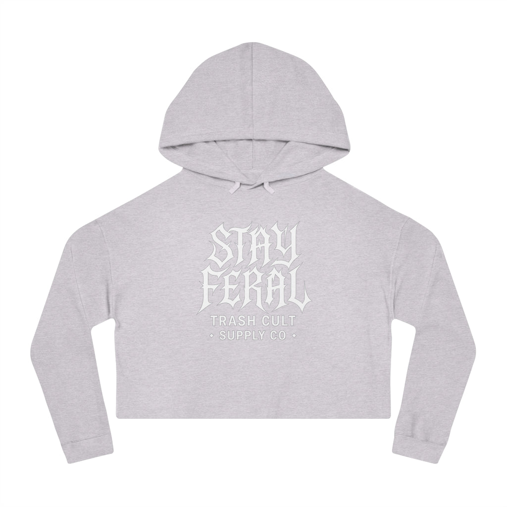 Camo Cropped Sweatshirt - Stay Feral, Trendy Streetwear, Gift for Her, Casual Outfit, Music Festival Apparel, Edgy Fashion