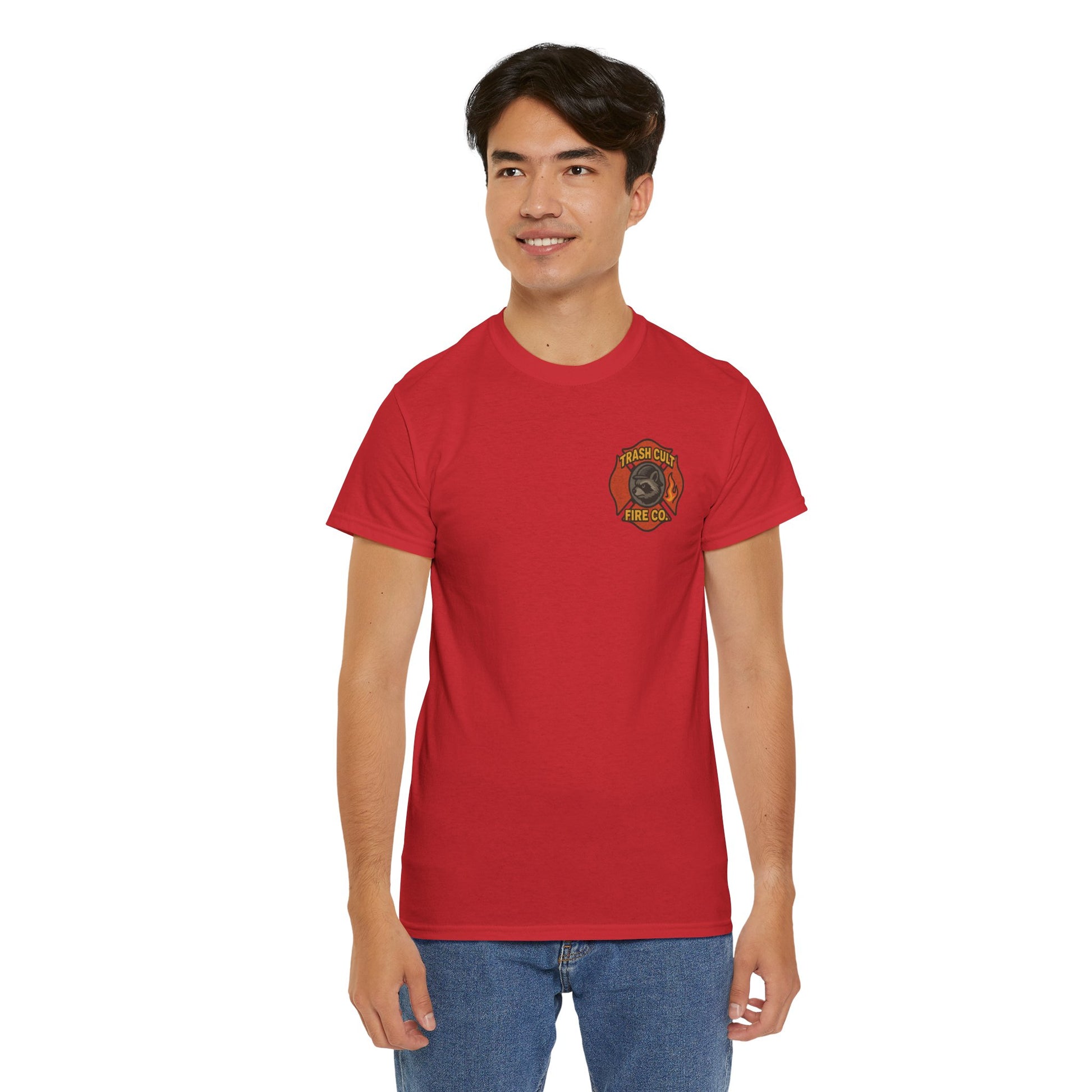 Trash Cult Fire Co. Unisex Tee - Quirky Raccoon Design, Fun Gift, Casual Wear, Firefighter Humor, Unique Apparel