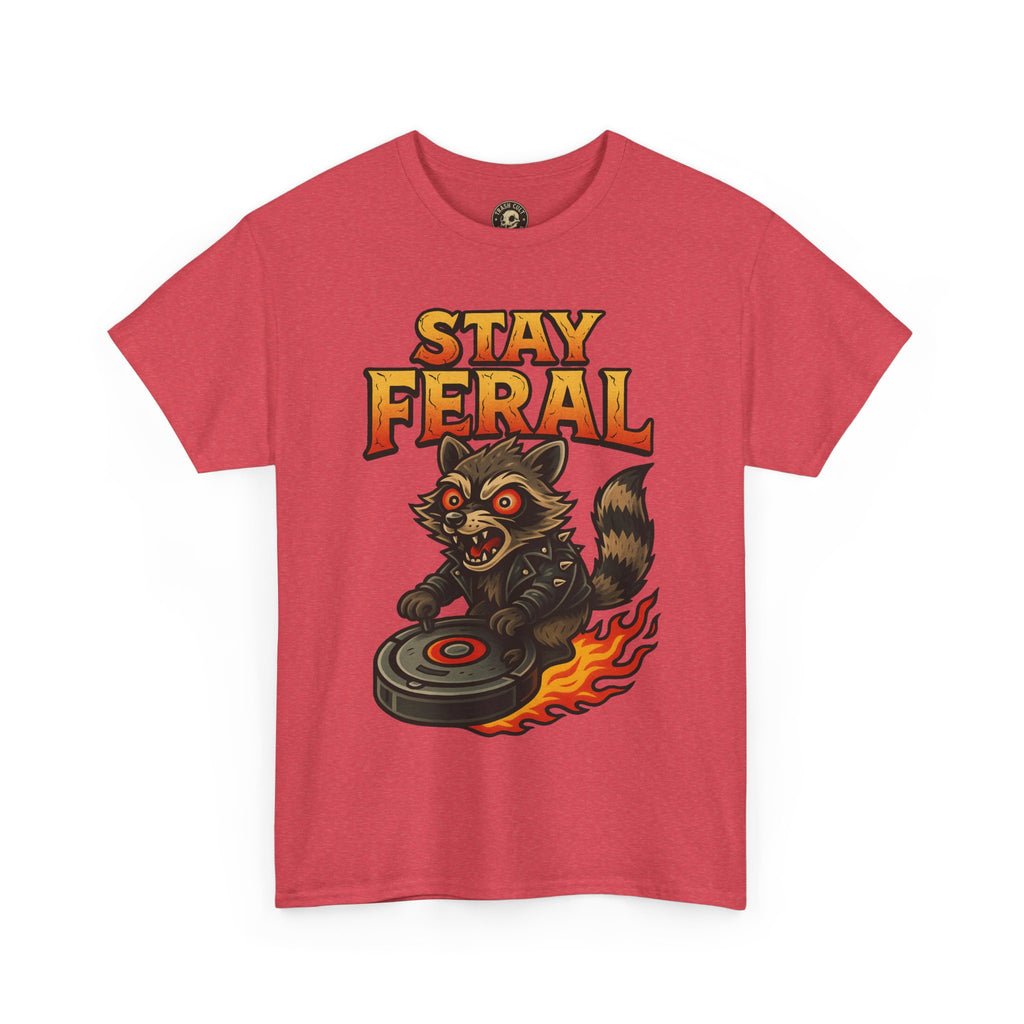 Stay Feral Roomba Raccoon T-Shirt – Bold New School Tattoo Style | Trash Cult Supply Co