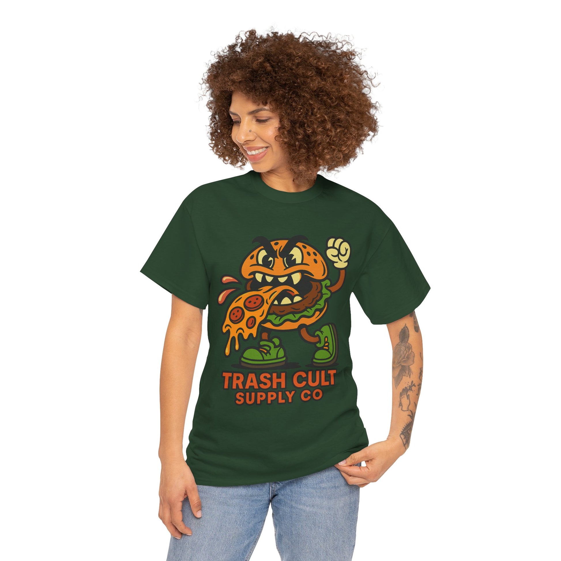 Angry Burger Pizza Spitter Tee – Trash Cult Supply Co | Gildan 5000 Shirt