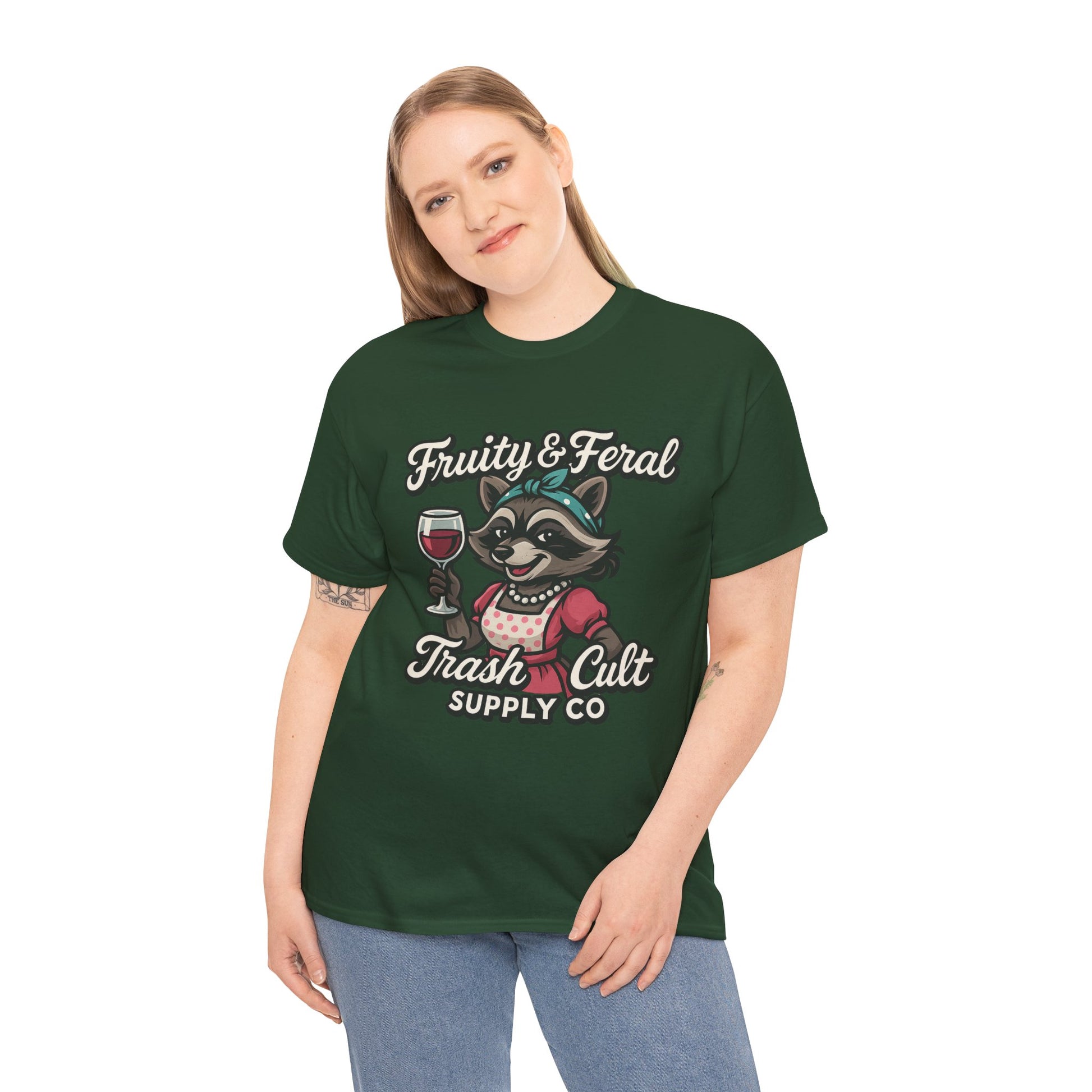 Fruity & Feral Raccoon Housewife Tee – Trash Cult Supply Co. on Gildan 5000