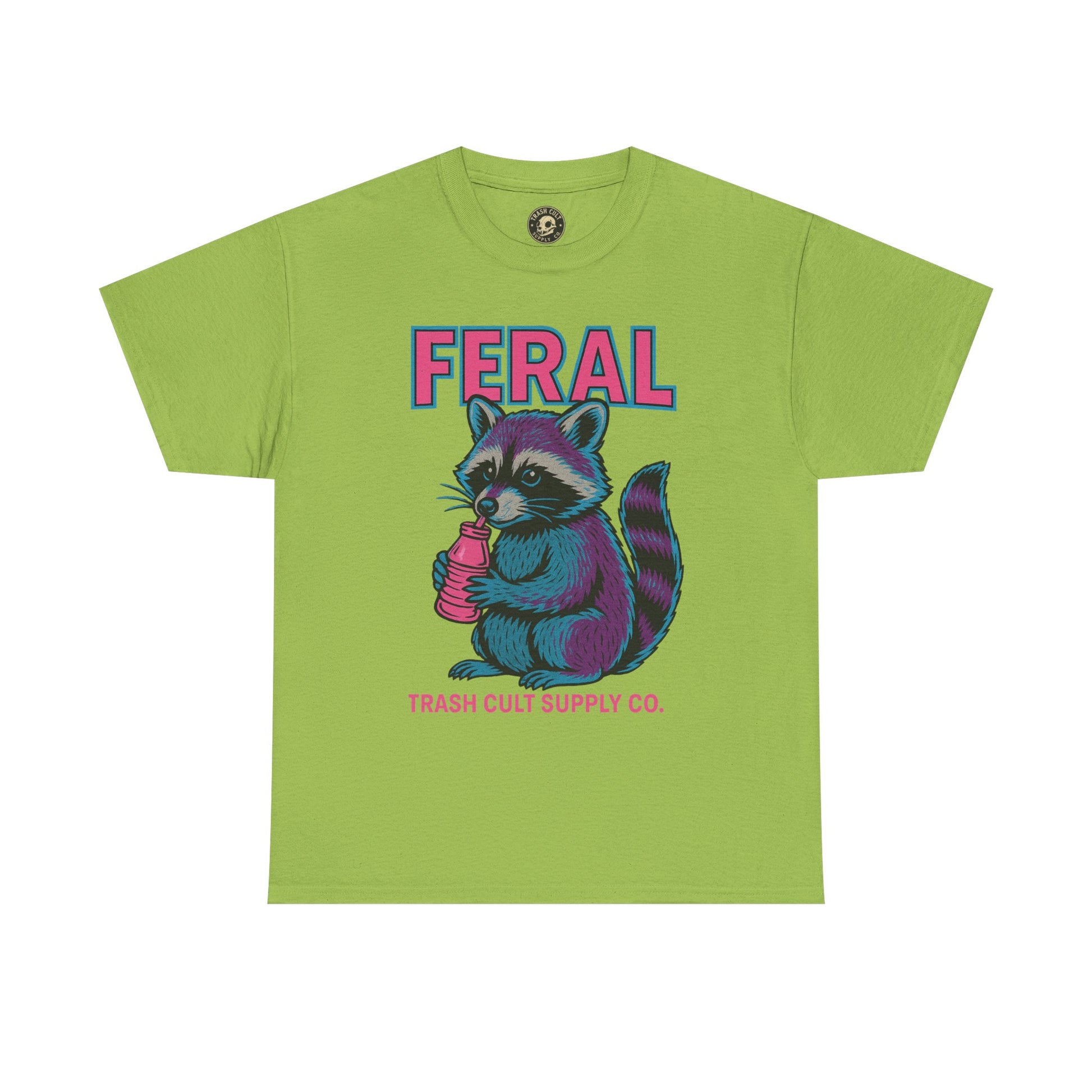 FERAL Raccoon 80s Retro Shirt – Trash Cult Supply Co. – Gildan 5000 Tee