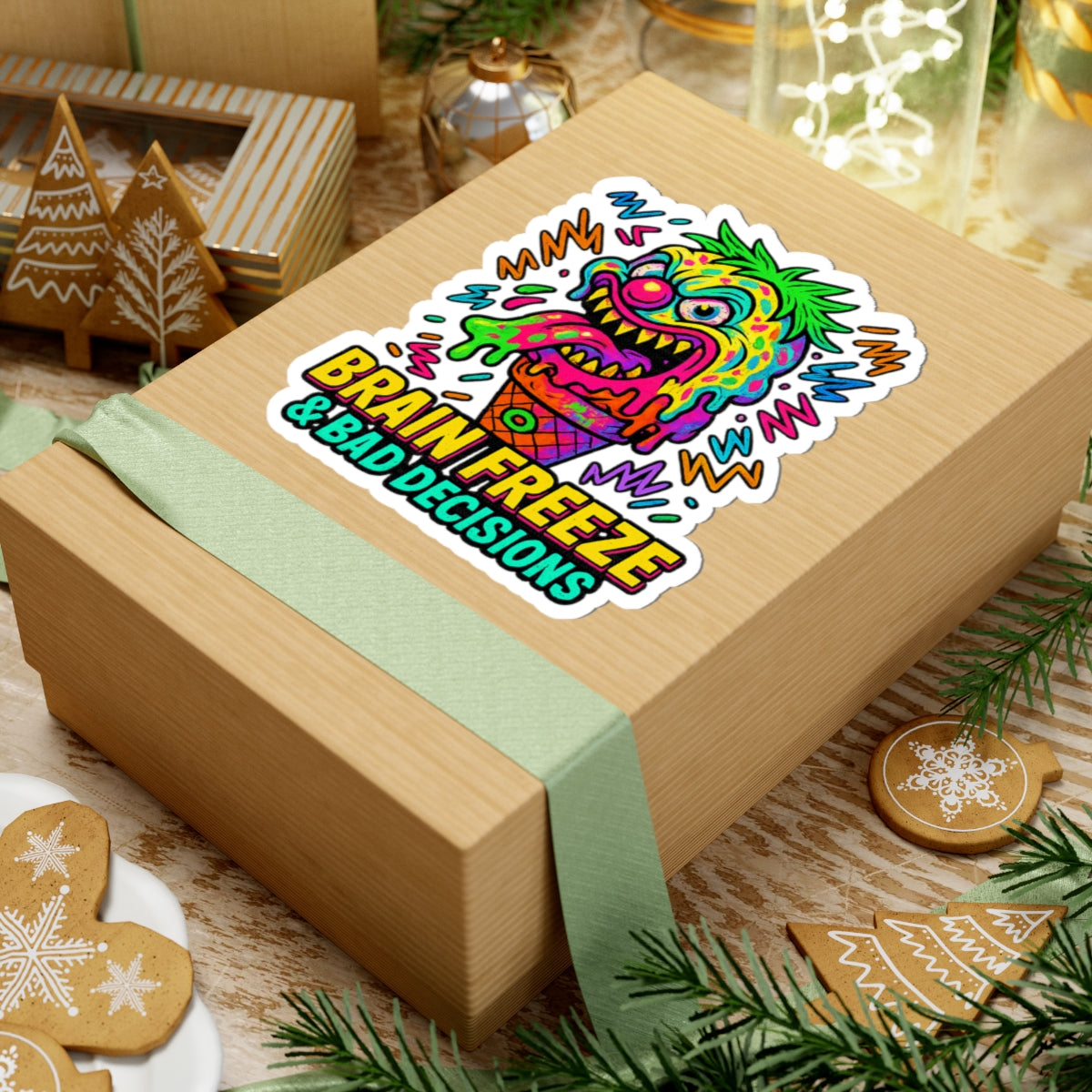 Brain Freeze & Bad Decisions – Limited Edition Kiss Cut Sticker | Illuminasty Drop