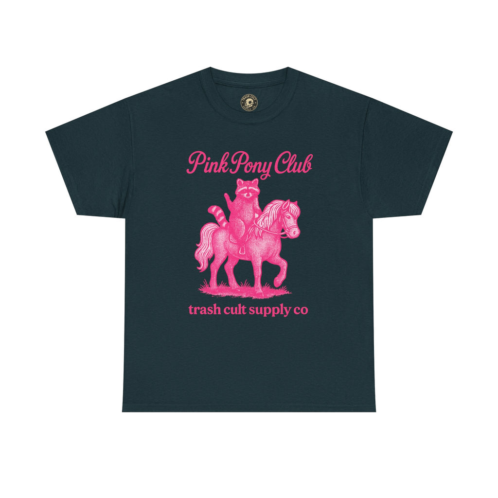 Pink Pony Club Raccoon Riding Pony Shirt – Vintage Hot Pink Halftone Tee by Trash Cult Supply Co