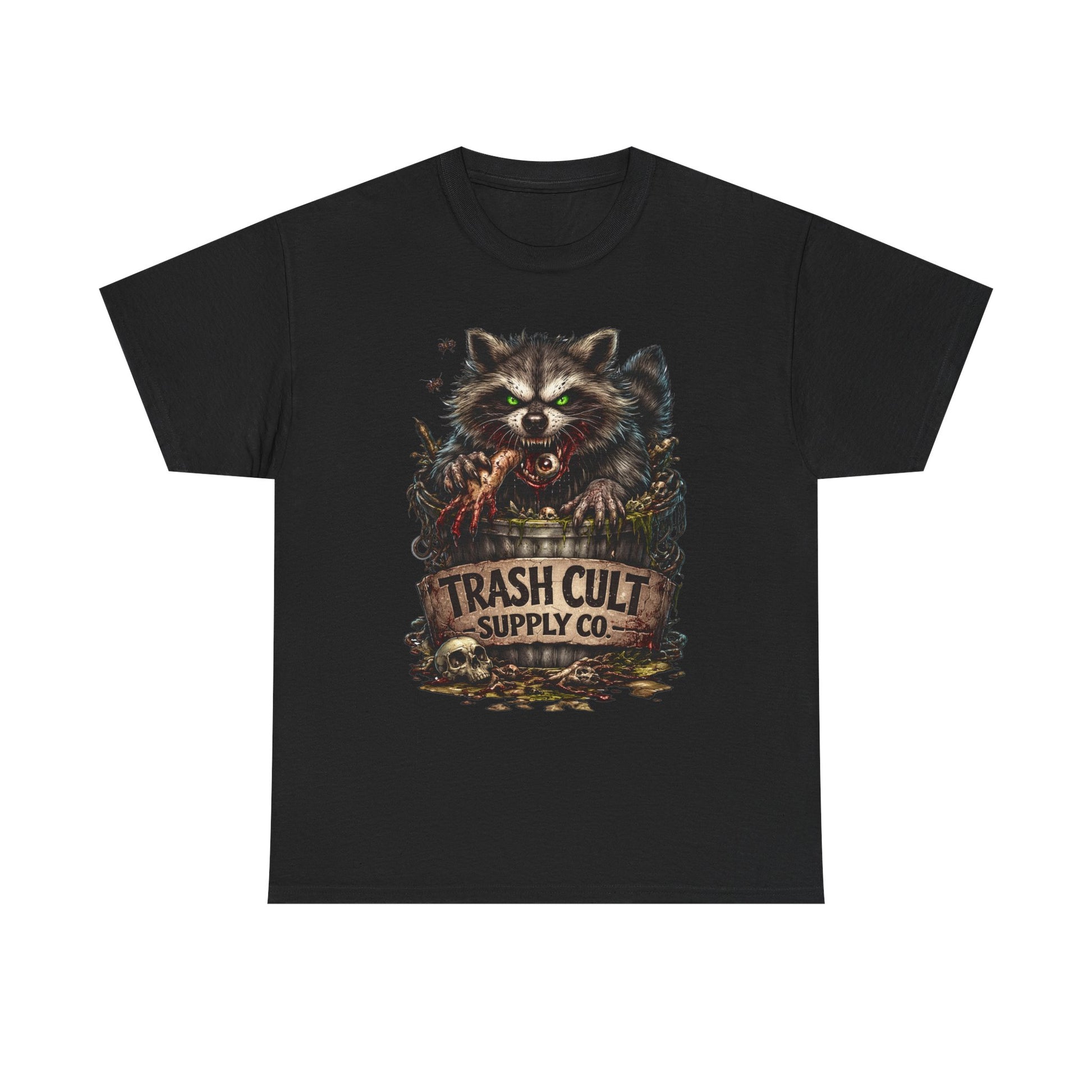 Raccoon 'Trash Cult Supply Co.' Graphic Tee — Vintage Grunge Animal Streetwear