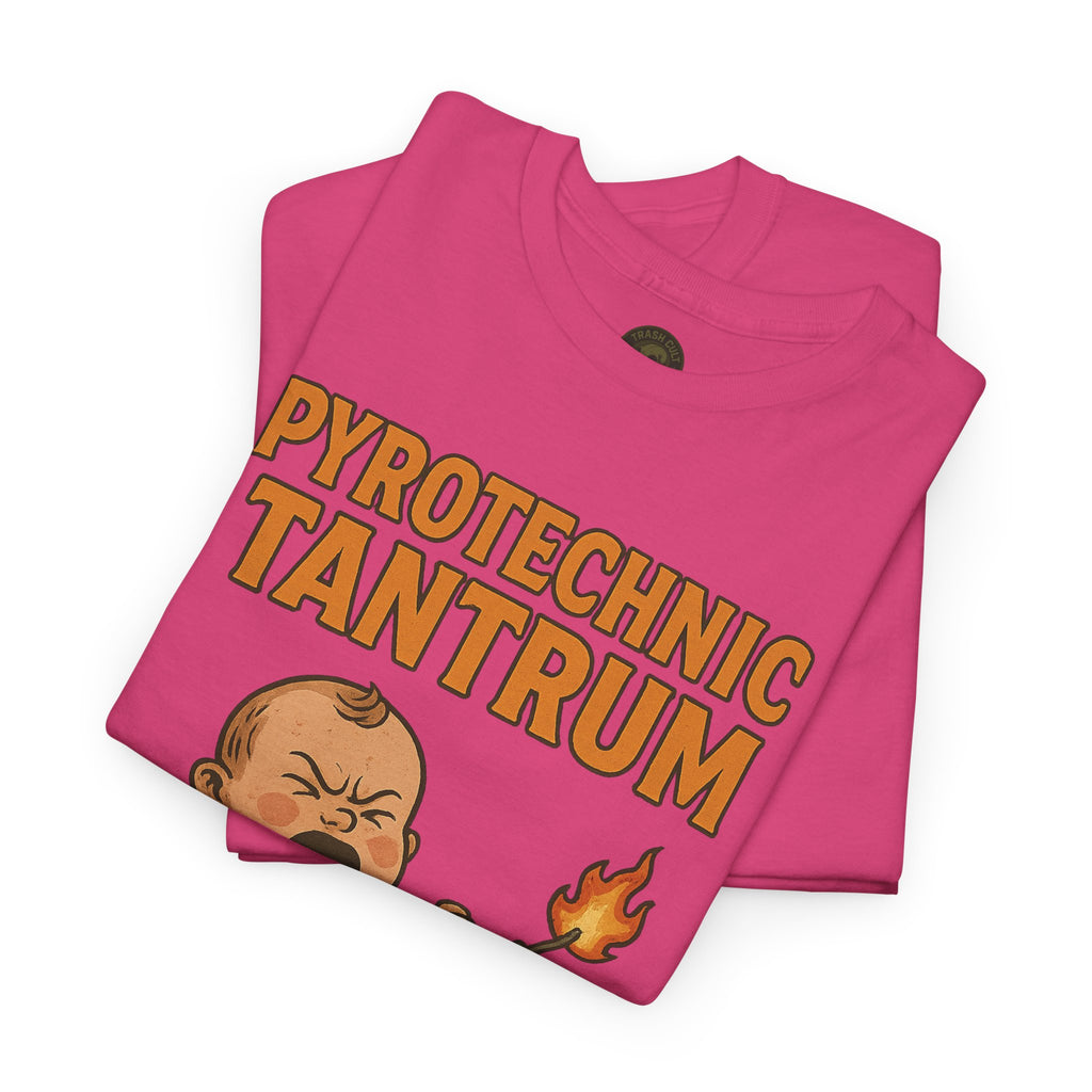 Pyrotechnic Tantrum T-Shirt – Explosive Baby Humor Graphic | Trash Cult Supply Co. | Gildan 5000 Tee