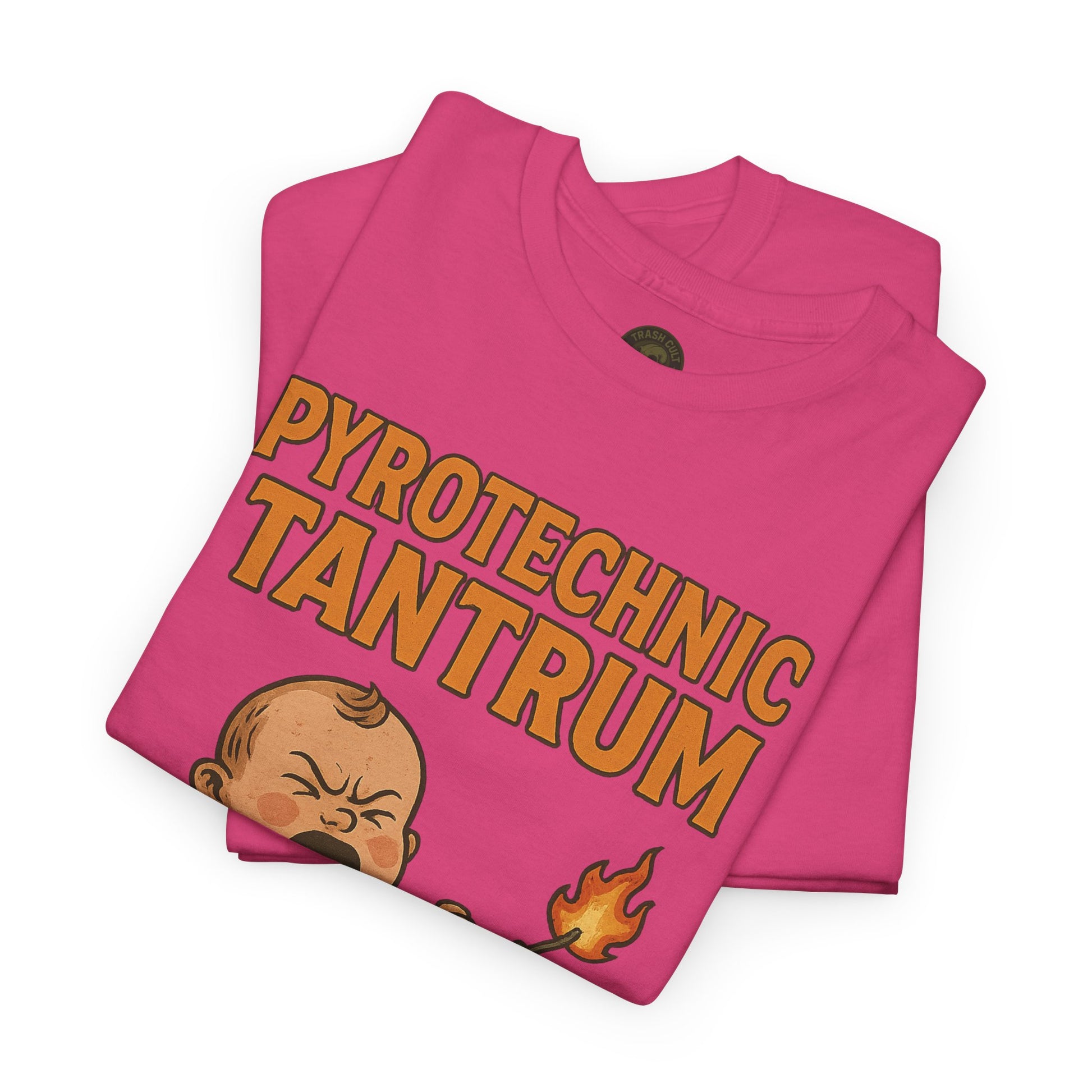 Pyrotechnic Tantrum T-Shirt – Explosive Baby Humor Graphic | Trash Cult Supply Co. | Gildan 5000 Tee
