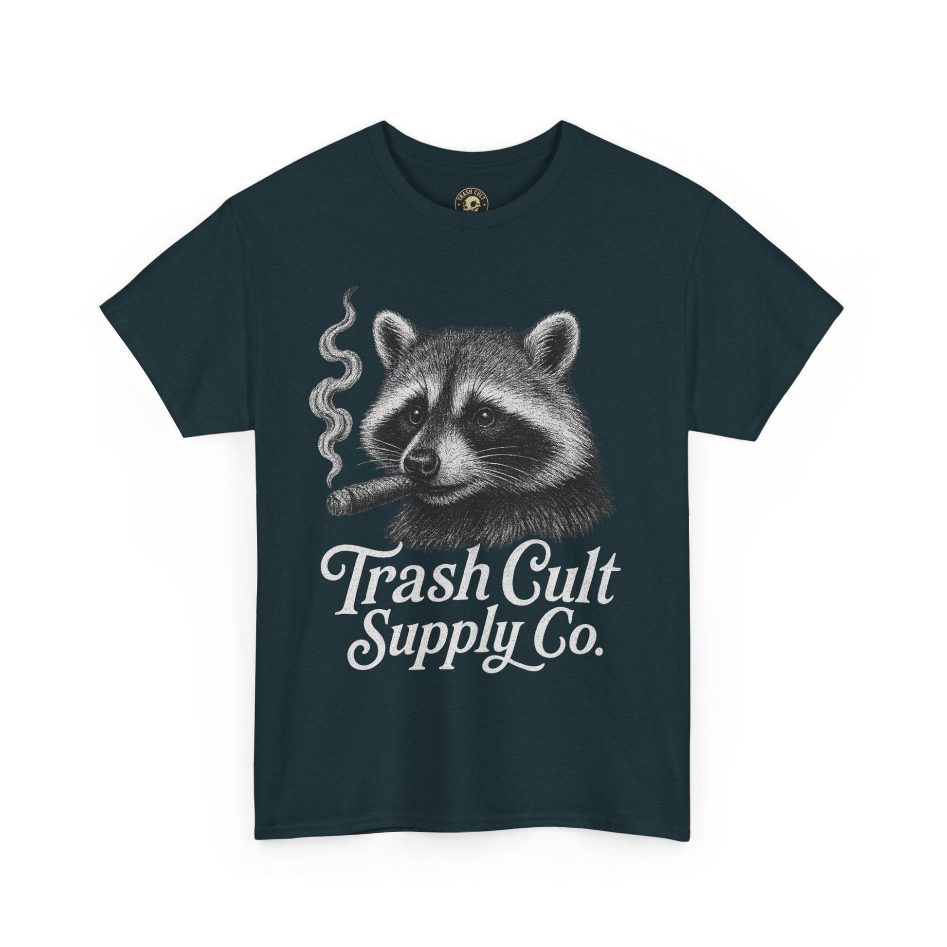 Monochrome Raccoon Cigar Shirt – Trash Cult Supply Co. | Gildan 5000 Tee
