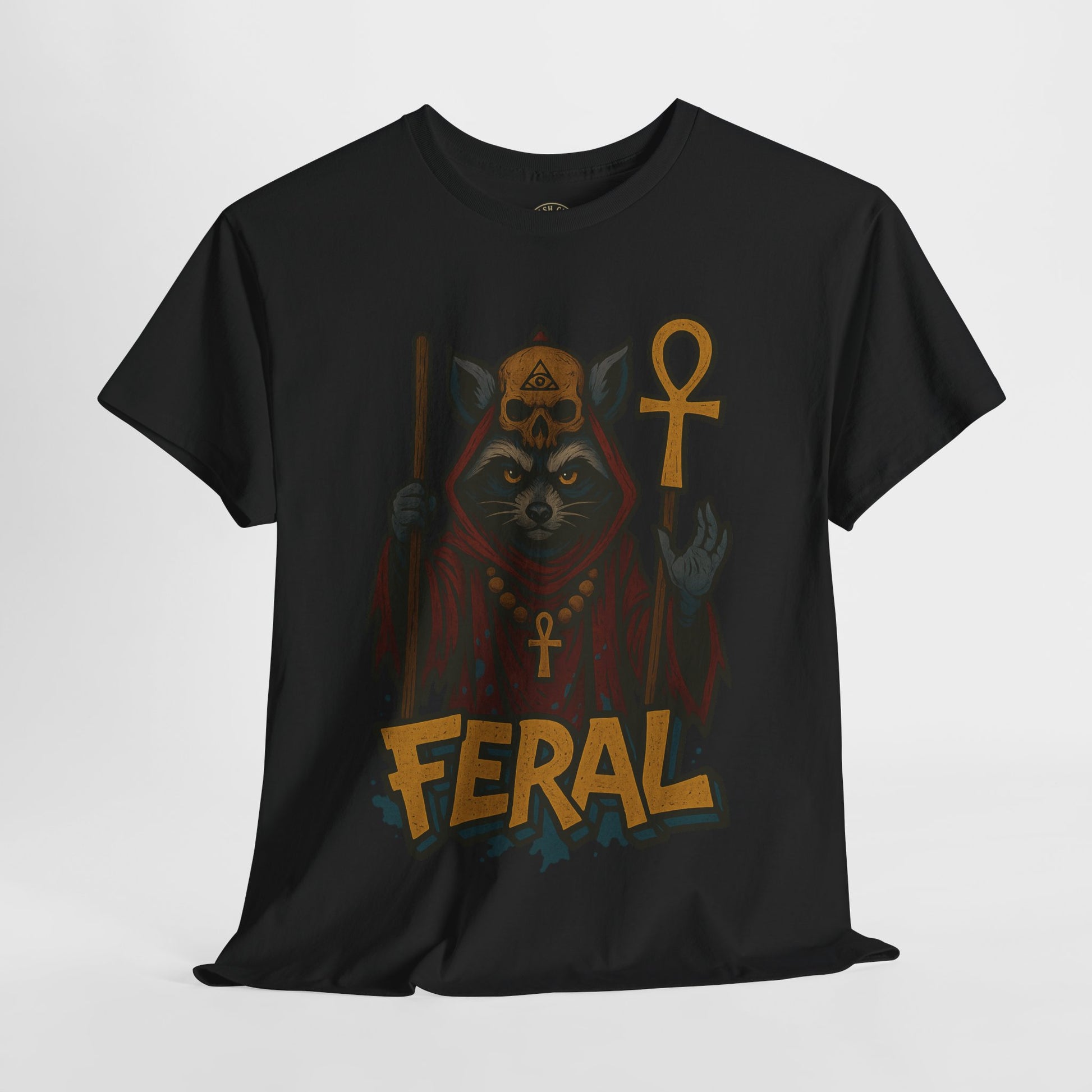 FERAL Raccoon Cult Leader Shirt – Graffiti Style Streetwear Tee | Bold Trashcore Design on Gildan 5000