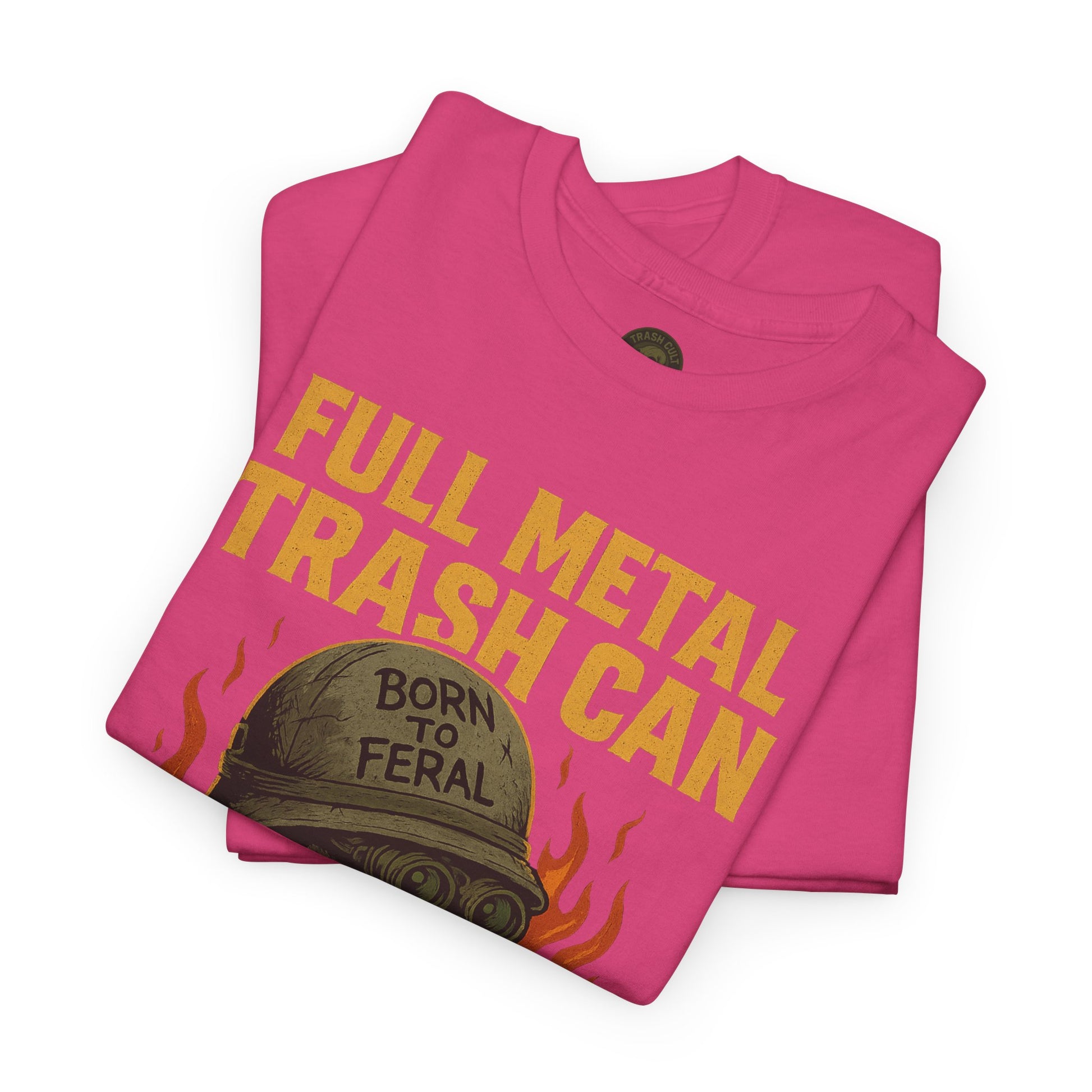 Full Metal Trash Can T-Shirt – Born to Feral Raccoon Graphic | Trash Cult Supply Co. | Gildan 5000 Tee