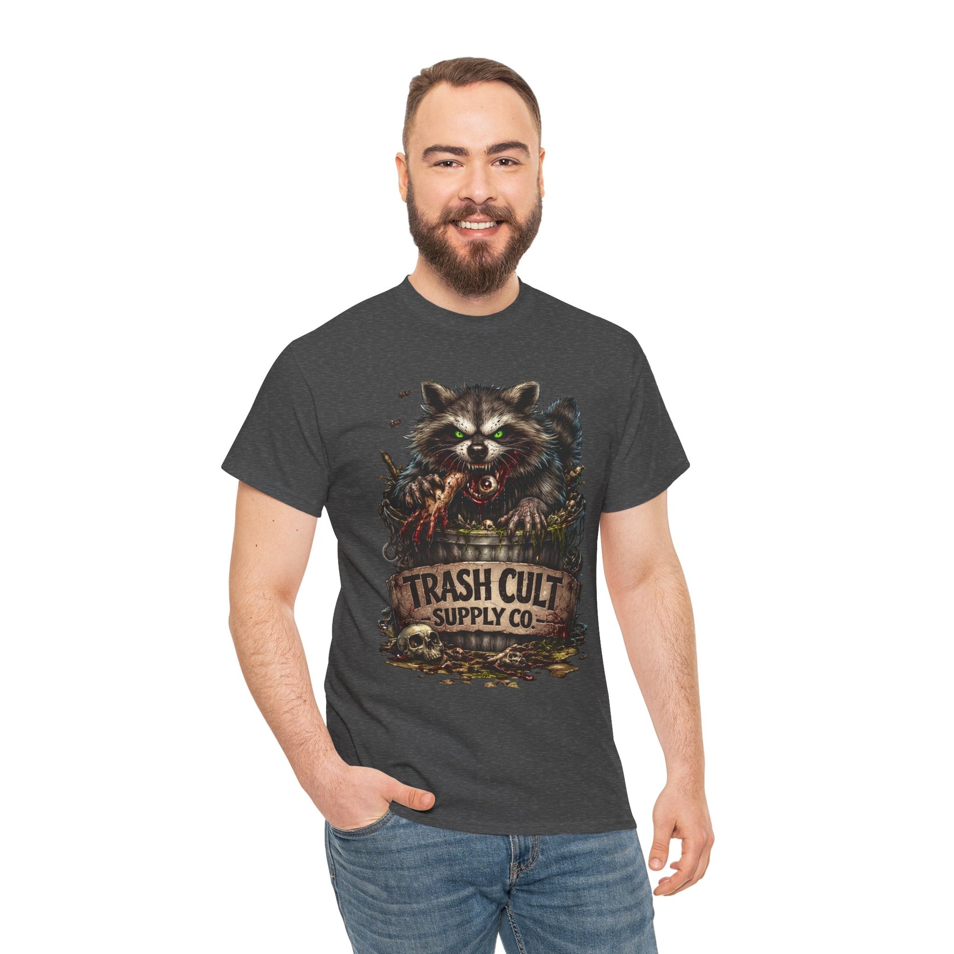 Raccoon 'Trash Cult Supply Co.' Graphic Tee — Vintage Grunge Animal Streetwear