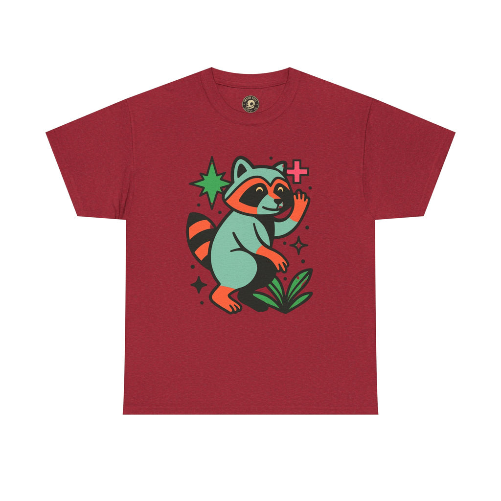 Playful Raccoon Unisex Heavy Cotton Tee | Cute Animal Shirt for Nature Lovers, Graphic Tee, Gift for Kids, Casual Wear, Eco-Friendly