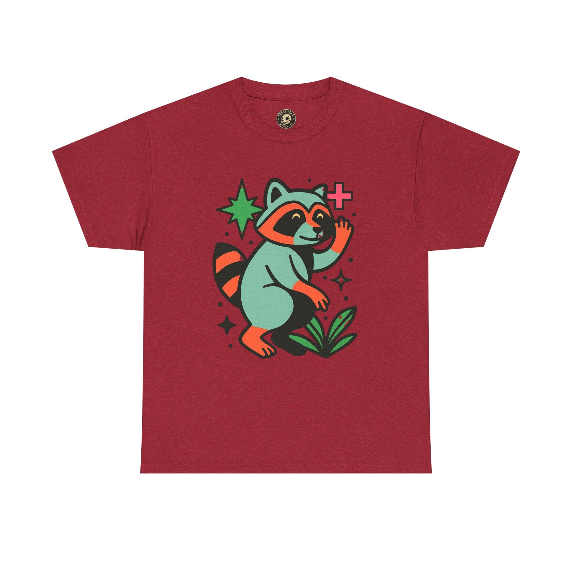 Playful Raccoon Unisex Heavy Cotton Tee | Cute Animal Shirt for Nature Lovers, Graphic Tee, Gift for Kids, Casual Wear, Eco-Friendly