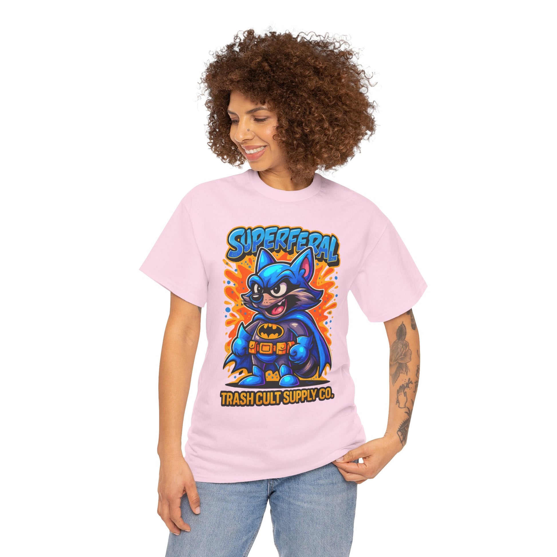 SuperFeral Raccoon Graffiti Shirt – Bold New School Superhero Streetwear | Trash Cult Supply Co