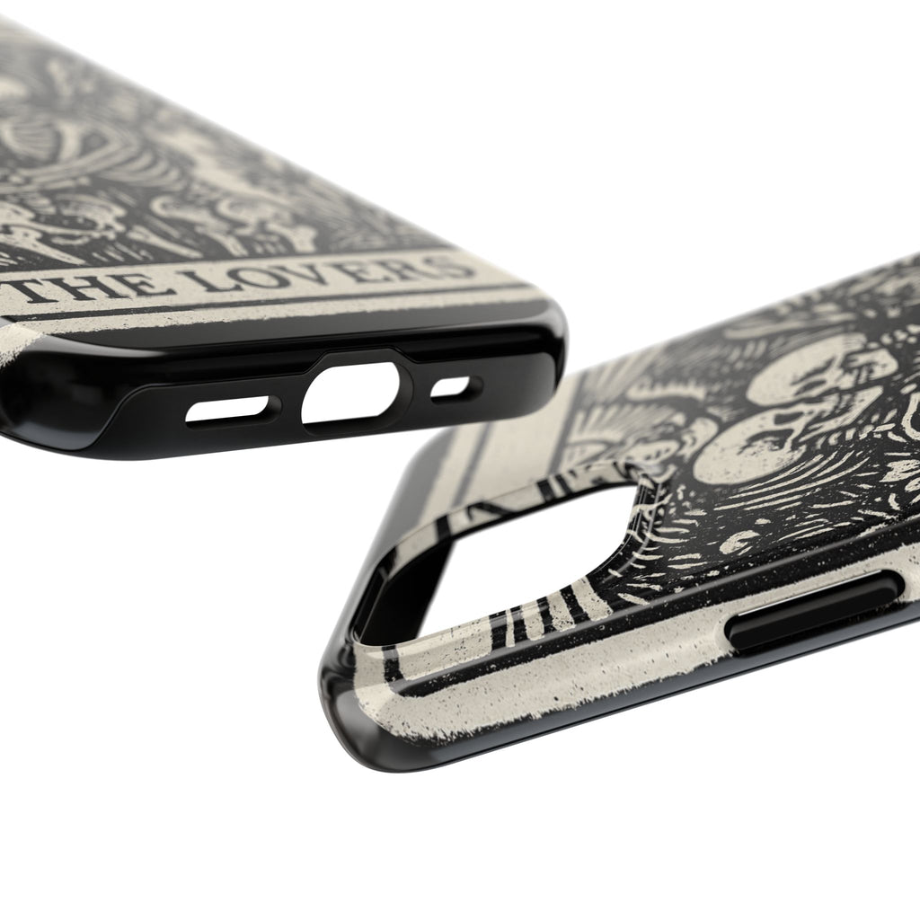 Tough Phone Case with Skeleton Lovers Design, Gothic Phone Cover, Unique Couples Gift, Halloween Accessory, Edgy Tech Design