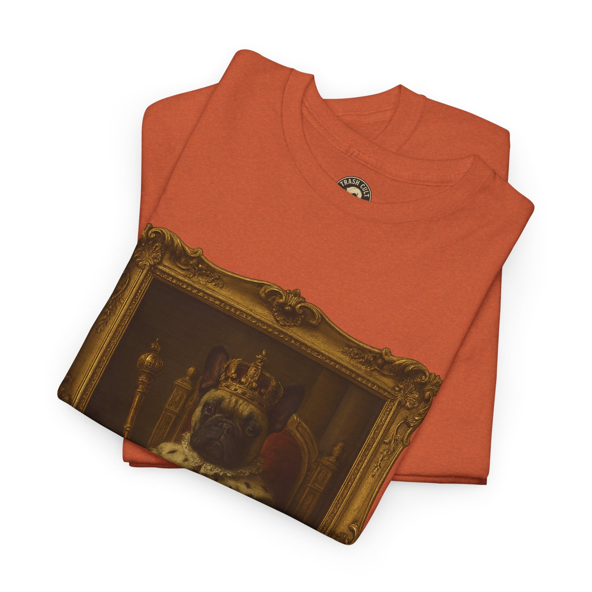 French Bulldog King Baroque Portrait Shirt – Funny Royal Dog Tee – Gildan 5000 Unisex Heavy Cotton
