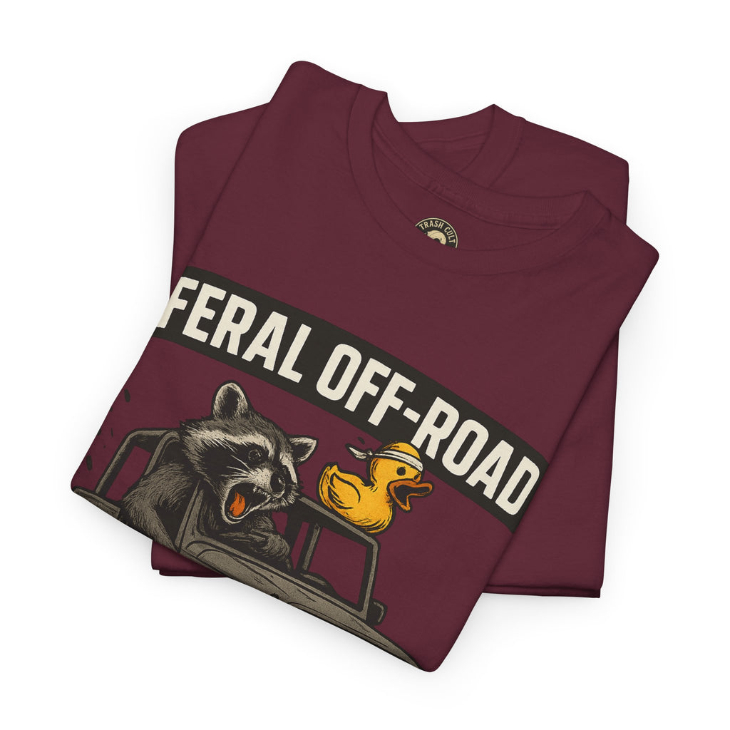 Feral Off-Road Raccoon Jeep Shirt – Mud Slinging Chaos | Trash Cult Supply Co | Gildan 5000 Tee