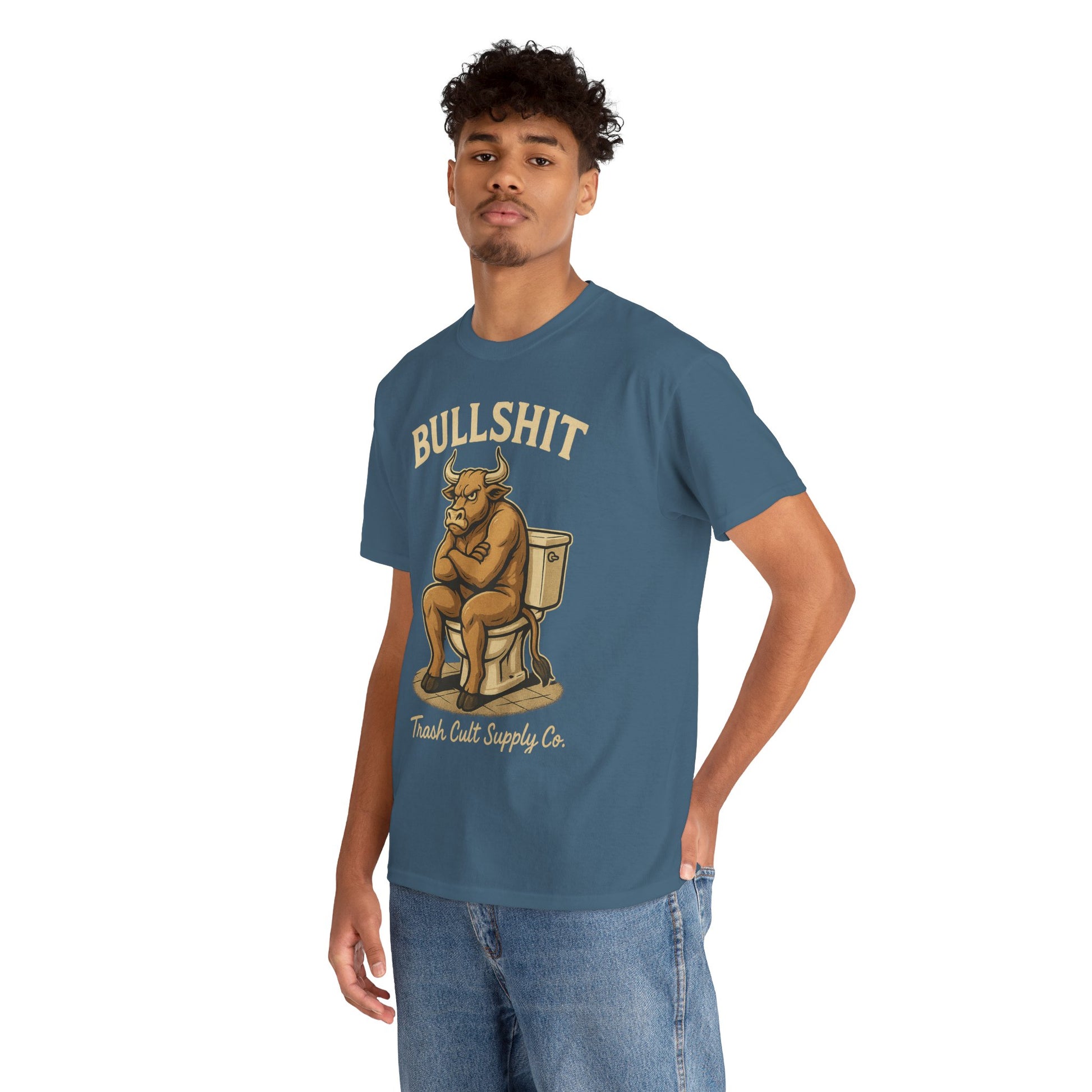 “BULLSHIT” Angry Bull Toilet Tee – Trash Cult Supply Co. | Gildan 5000 T-Shirt