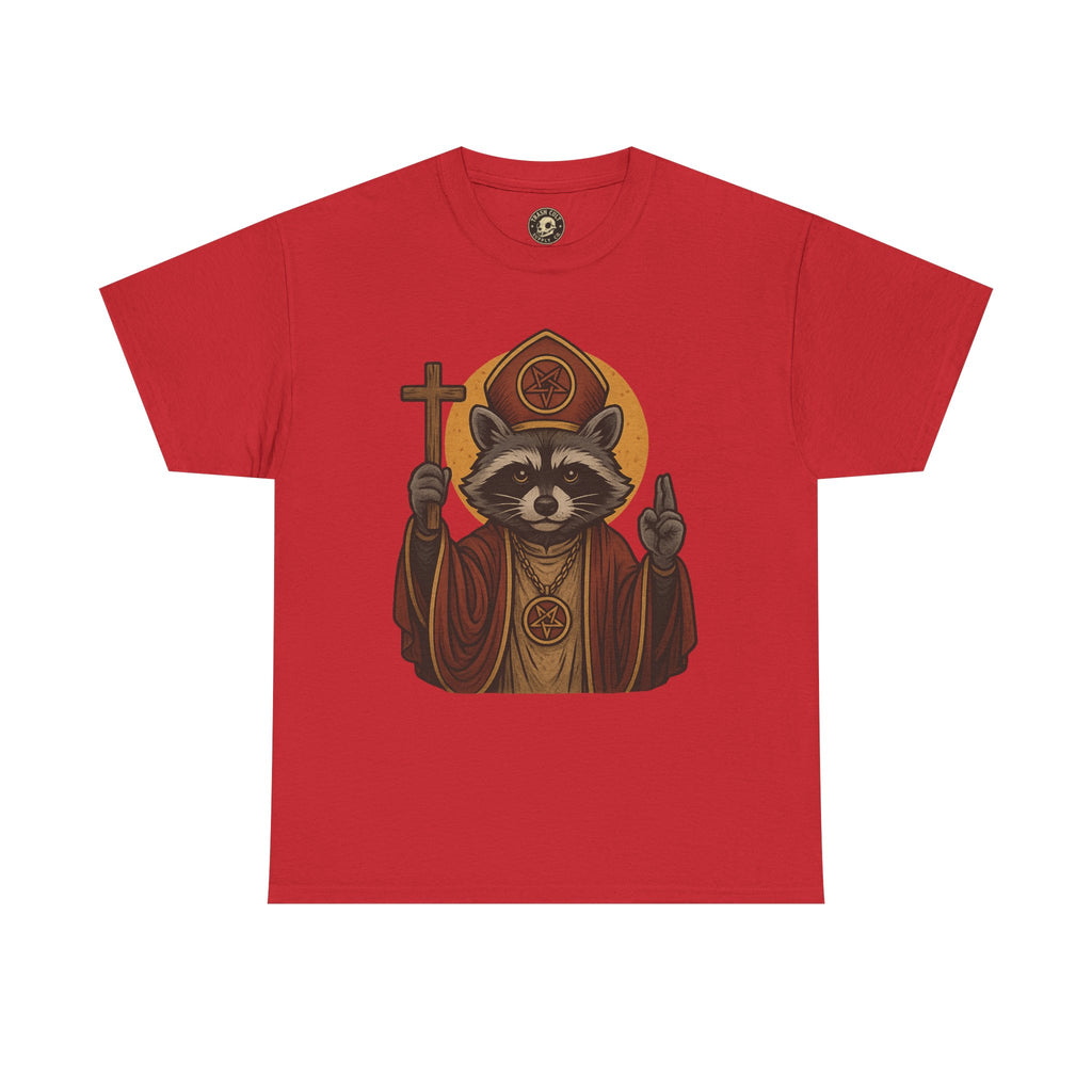 Holy Raccoon Pope Shirt – Funny Cult Priest Graphic Tee – Gildan 5000 Unisex