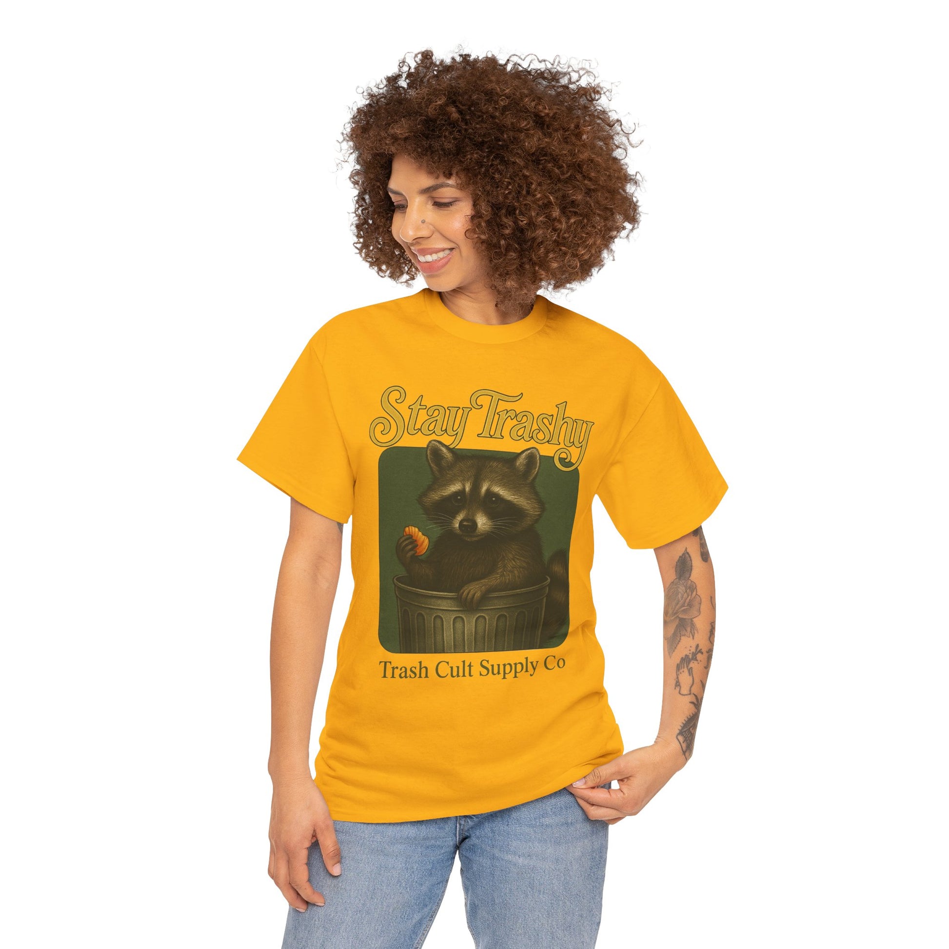 Stay Trashy Raccoon T-Shirt – Vintage-Style Cute Trash Panda | Trash Cult Supply Co | Gildan 5000