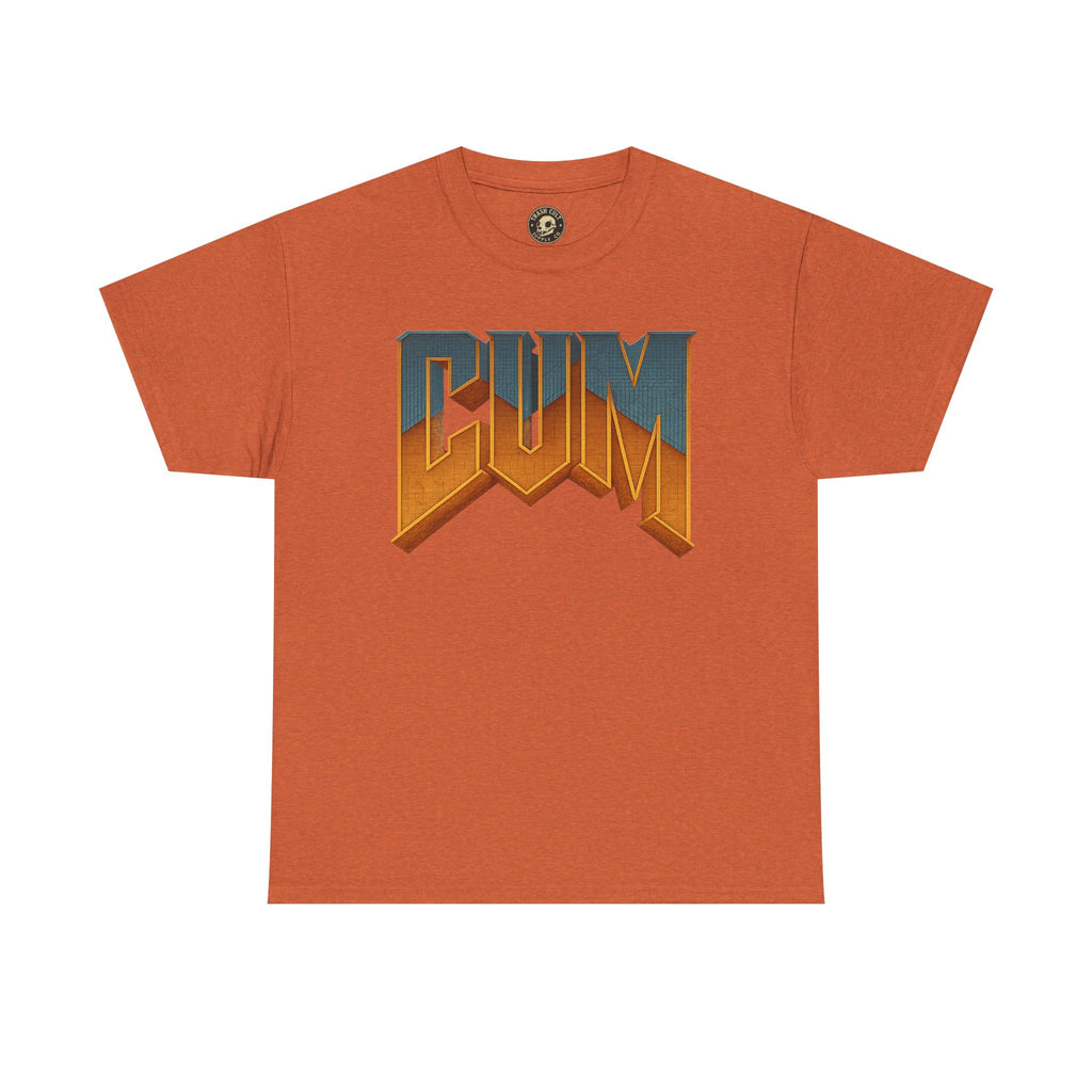 CUM Parody Metal Logo Shirt – Doom-Inspired Retro Gamer Tee on Gildan 5000