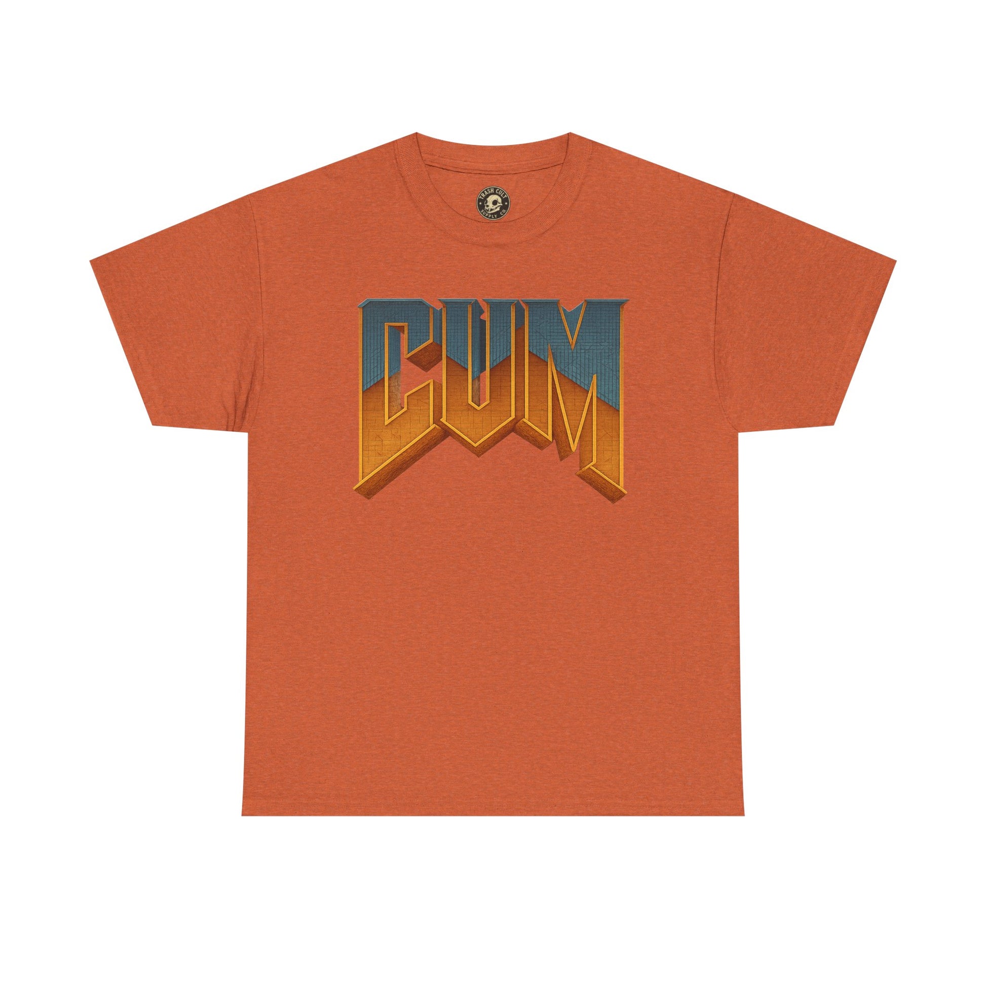CUM Parody Metal Logo Shirt – Doom-Inspired Retro Gamer Tee on Gildan 5000